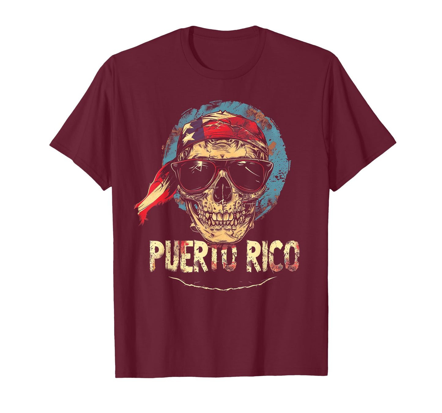 Puerto Rico Rican Flag Skull Skeleton Vintage Country Family T-Shirt