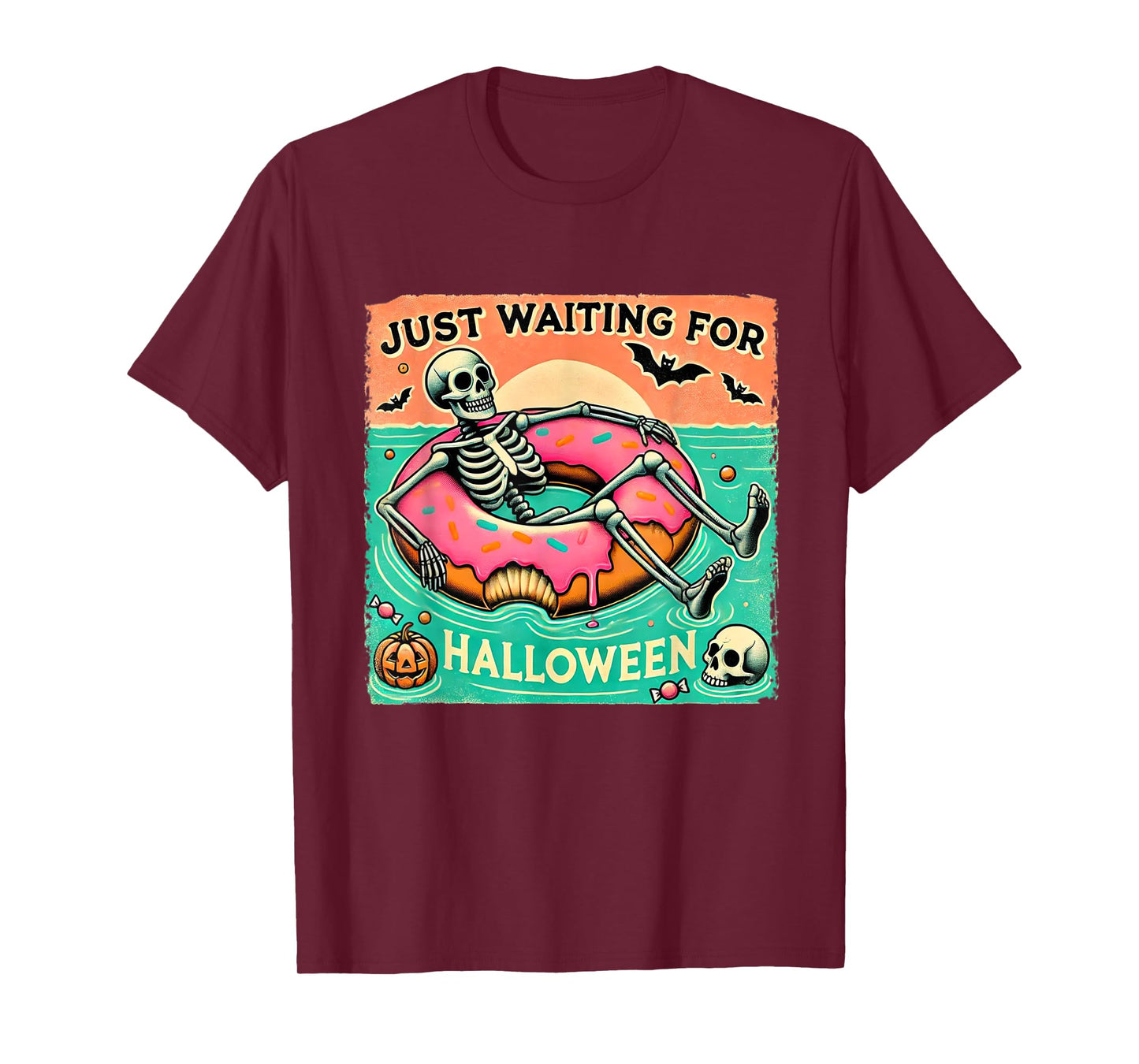 Spooky Summerween Skeleton Just Waiting for Halloween T-Shirt
