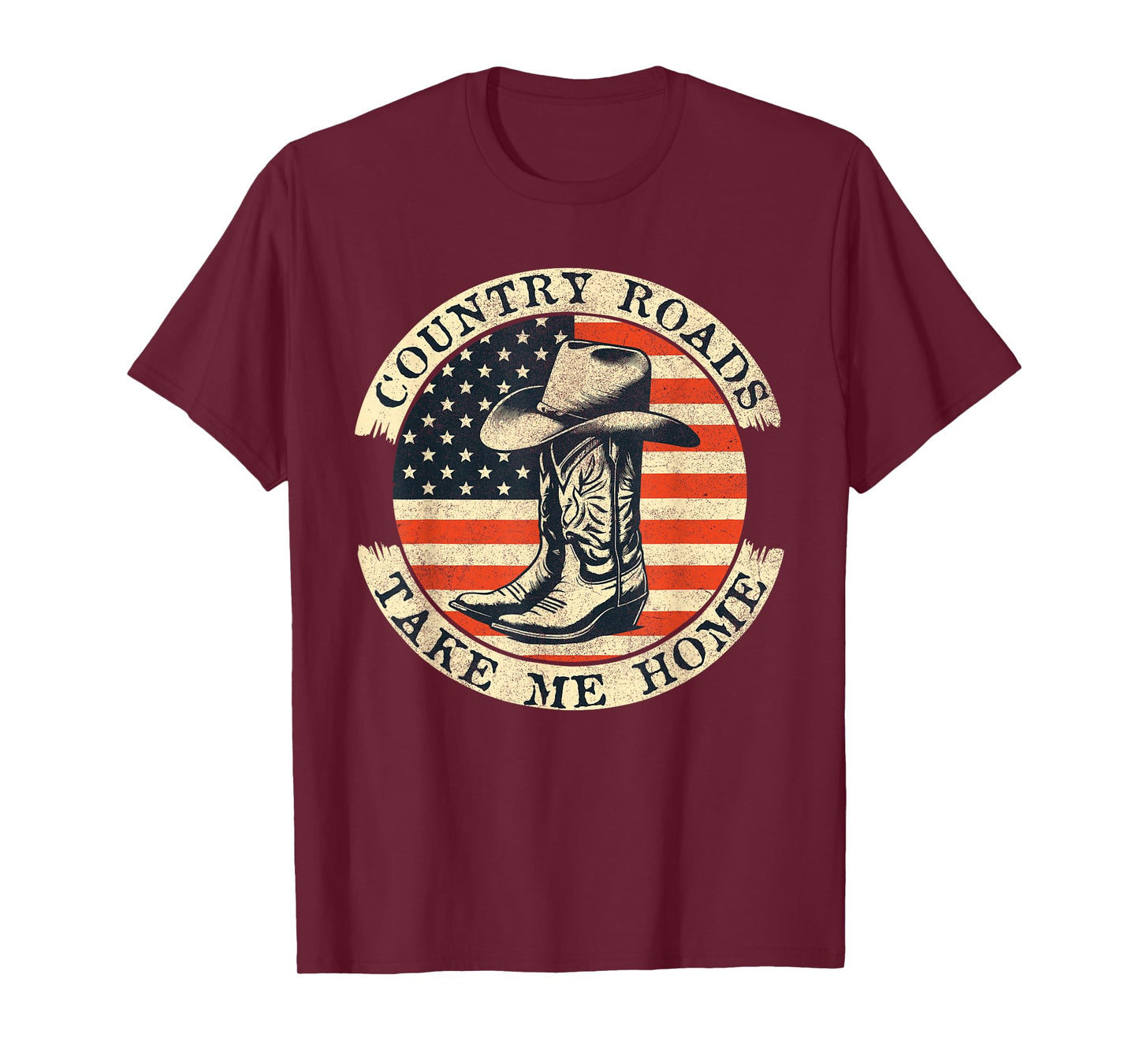 Country Roads Take Me Home Cowboy Western Virginia Retro T-Shirt