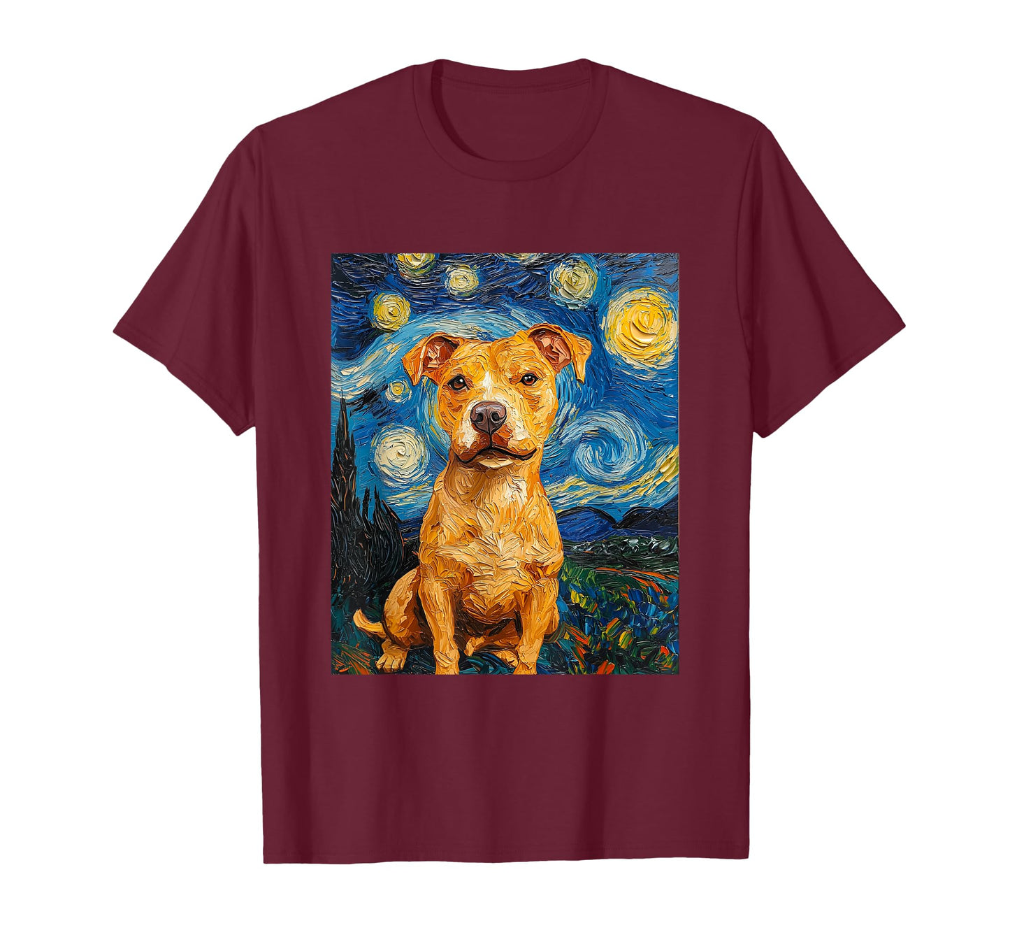 Pitbull Dog Pit Bull Pittie - Van Gogh Style - Starry Night T-Shirt