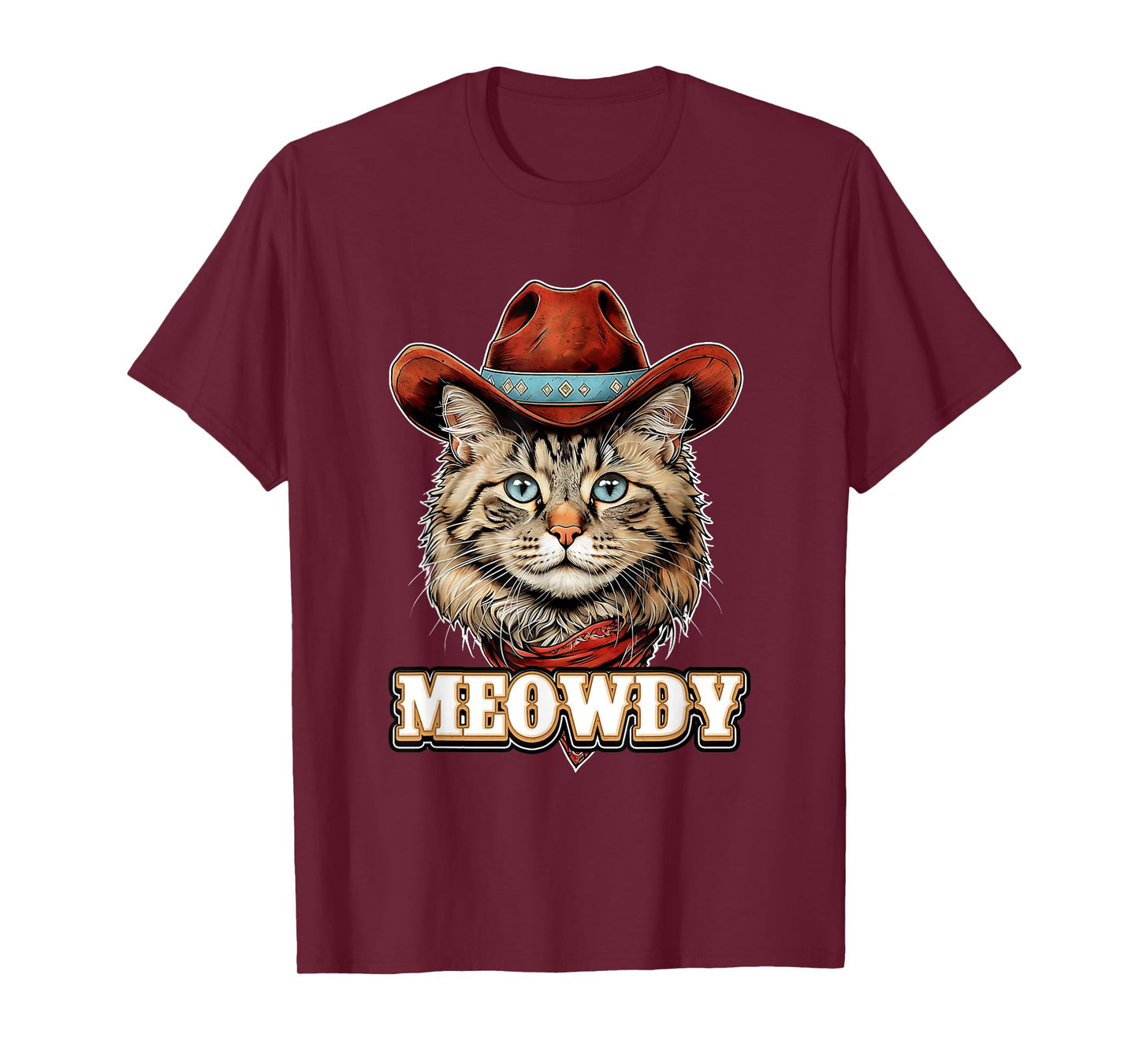 Portrait Meowdy Cat Cowboy Western Rodeo Pet Country T-Shirt