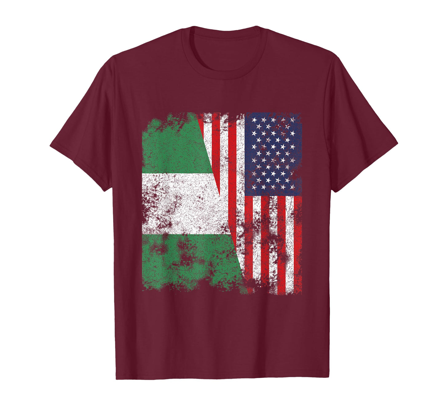 Nigeria USA Flag Distressed - Half American Women Kids Men T-Shirt