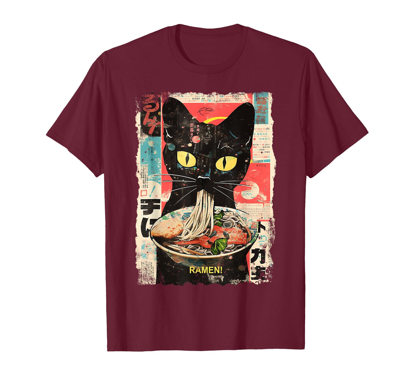 Ramen Noodles Cat Japan Y2K Kawaii Retro Cats Manga Anime T-Shirt