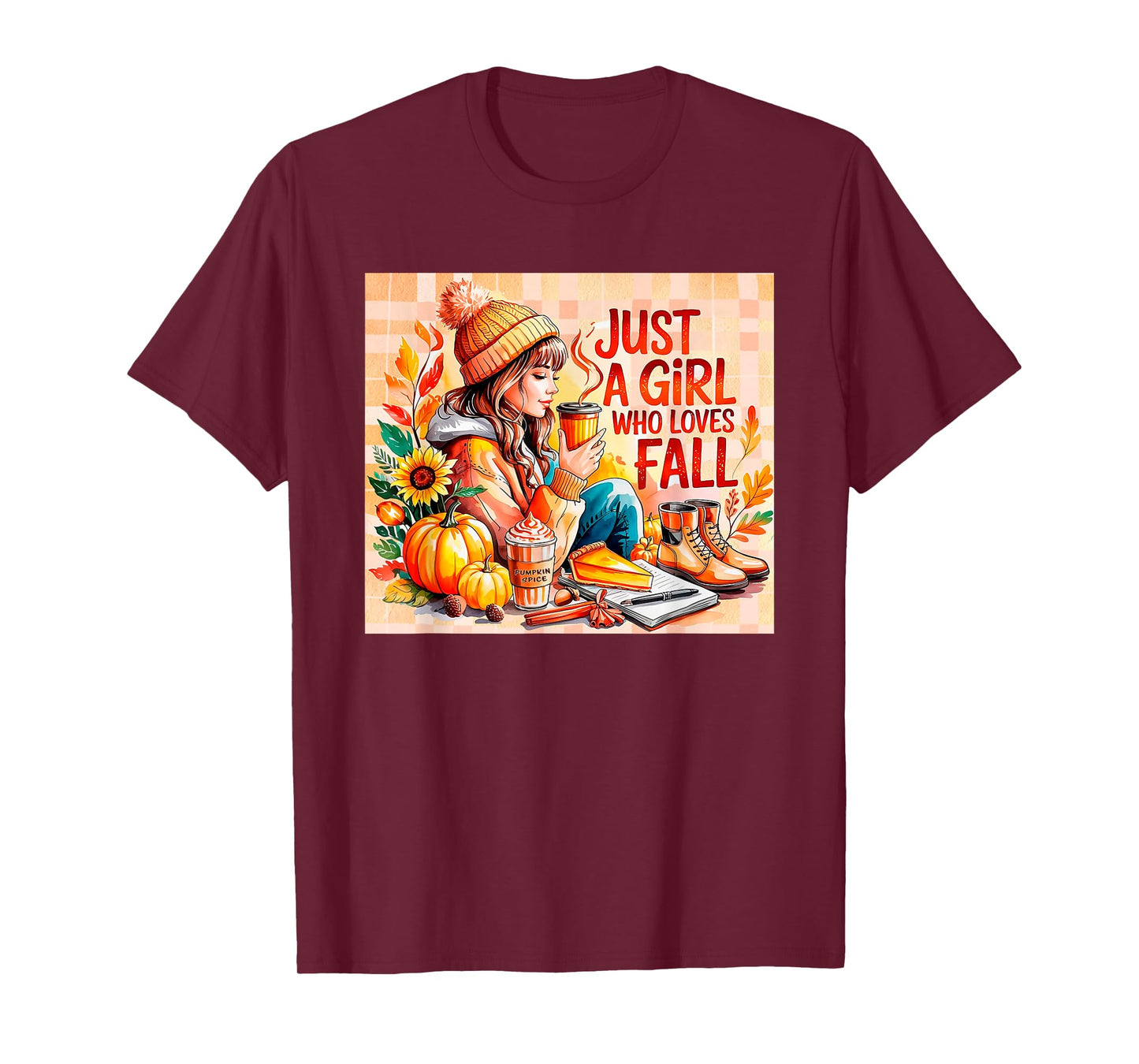Just a Girl Who Loves Fall Autumn Coffee Pumpkin Spice Fall T-Shirt