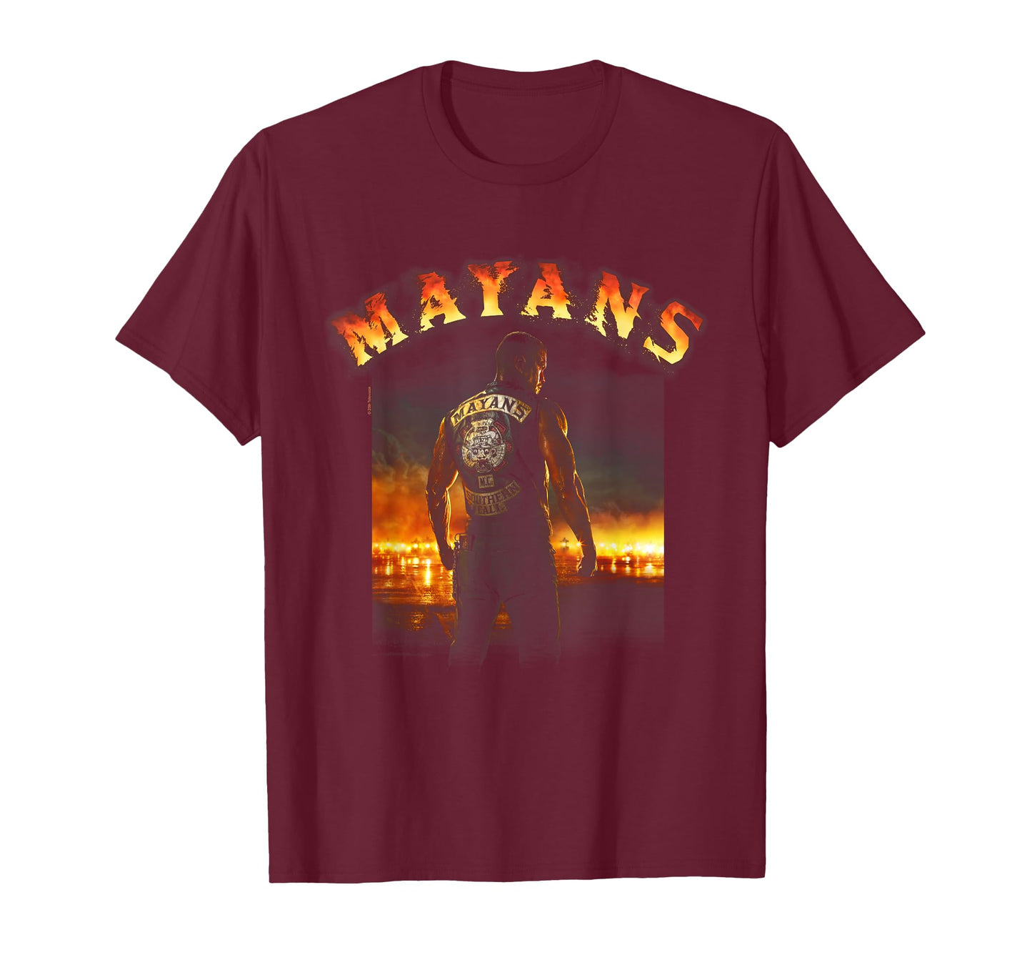 Mayans M.C. Logo on Fire & Pose T-Shirt