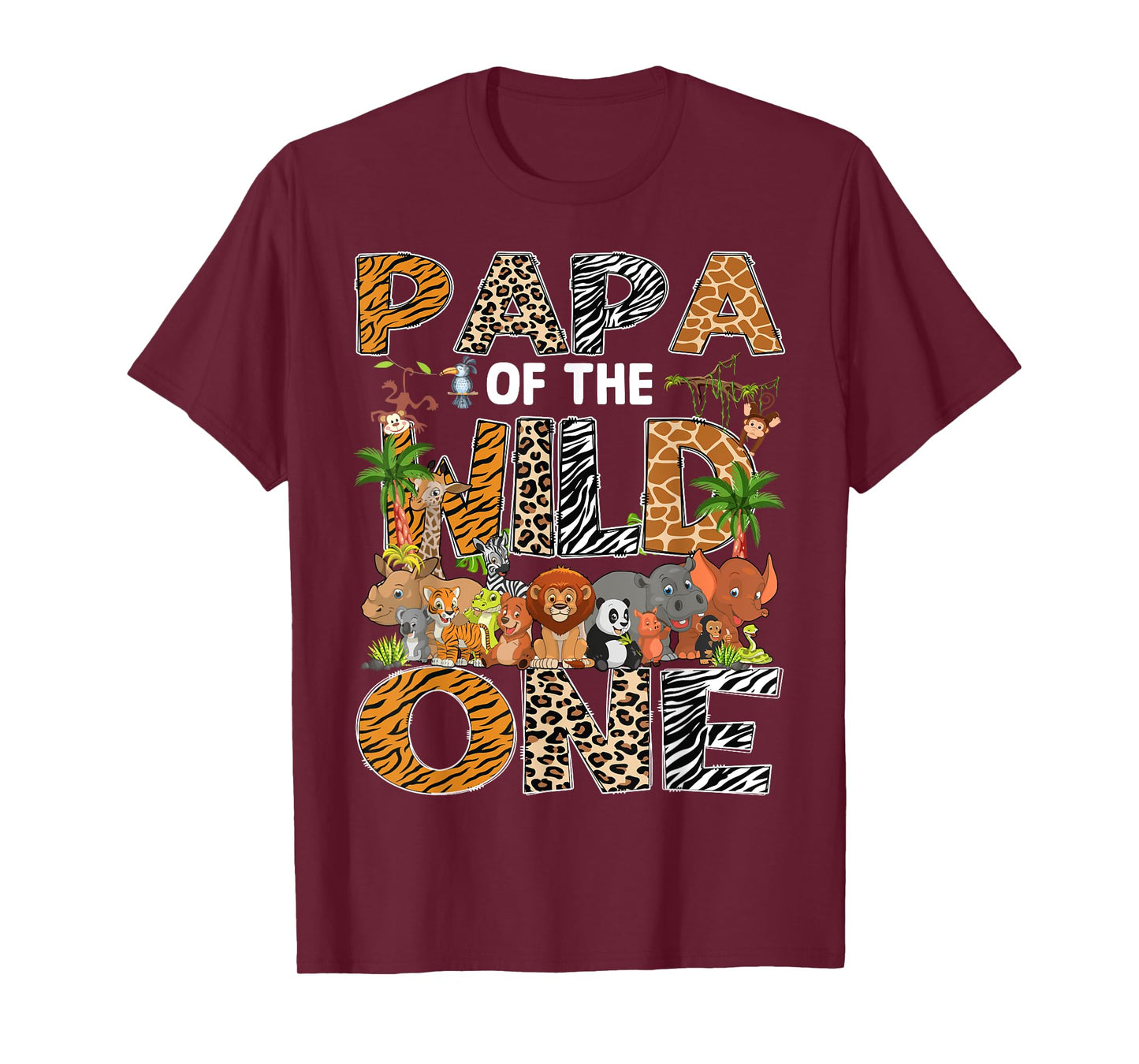 Papa Of The Wild One Safari Zoo Animal 1St Birthday T-Shirt