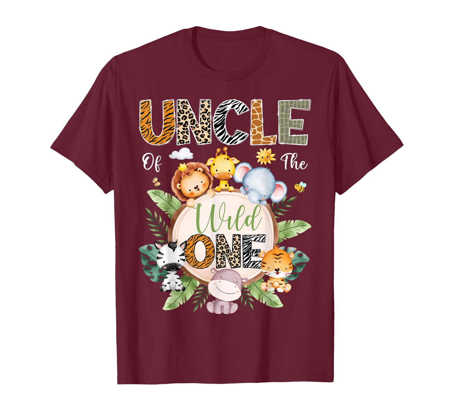 Uncle Of The Wild One 1St Birthday Safari Jungle Animal T-Shirt