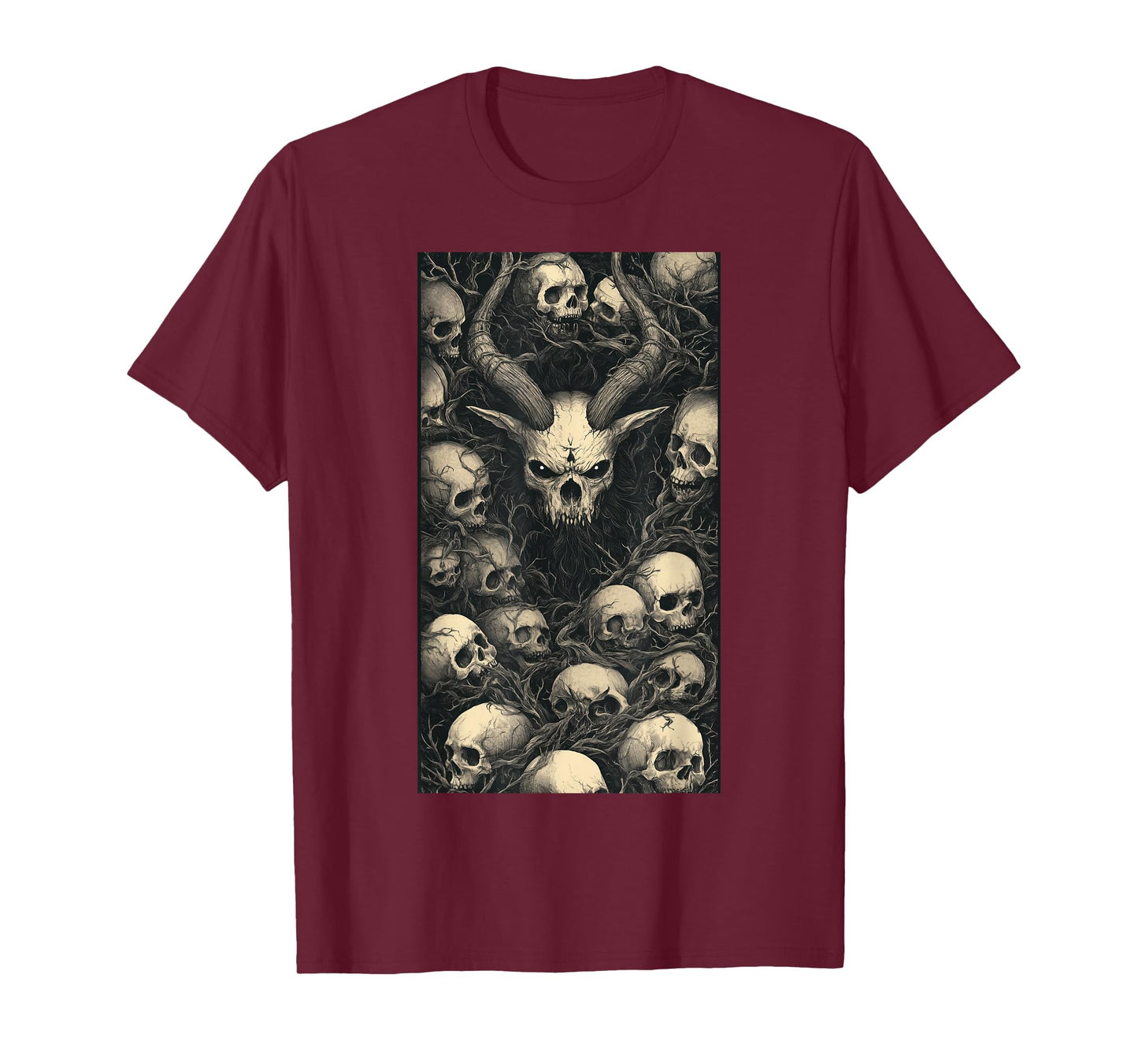 Fantasy Gothic Horror Skull Bones Demon Art Heavy T-Shirt
