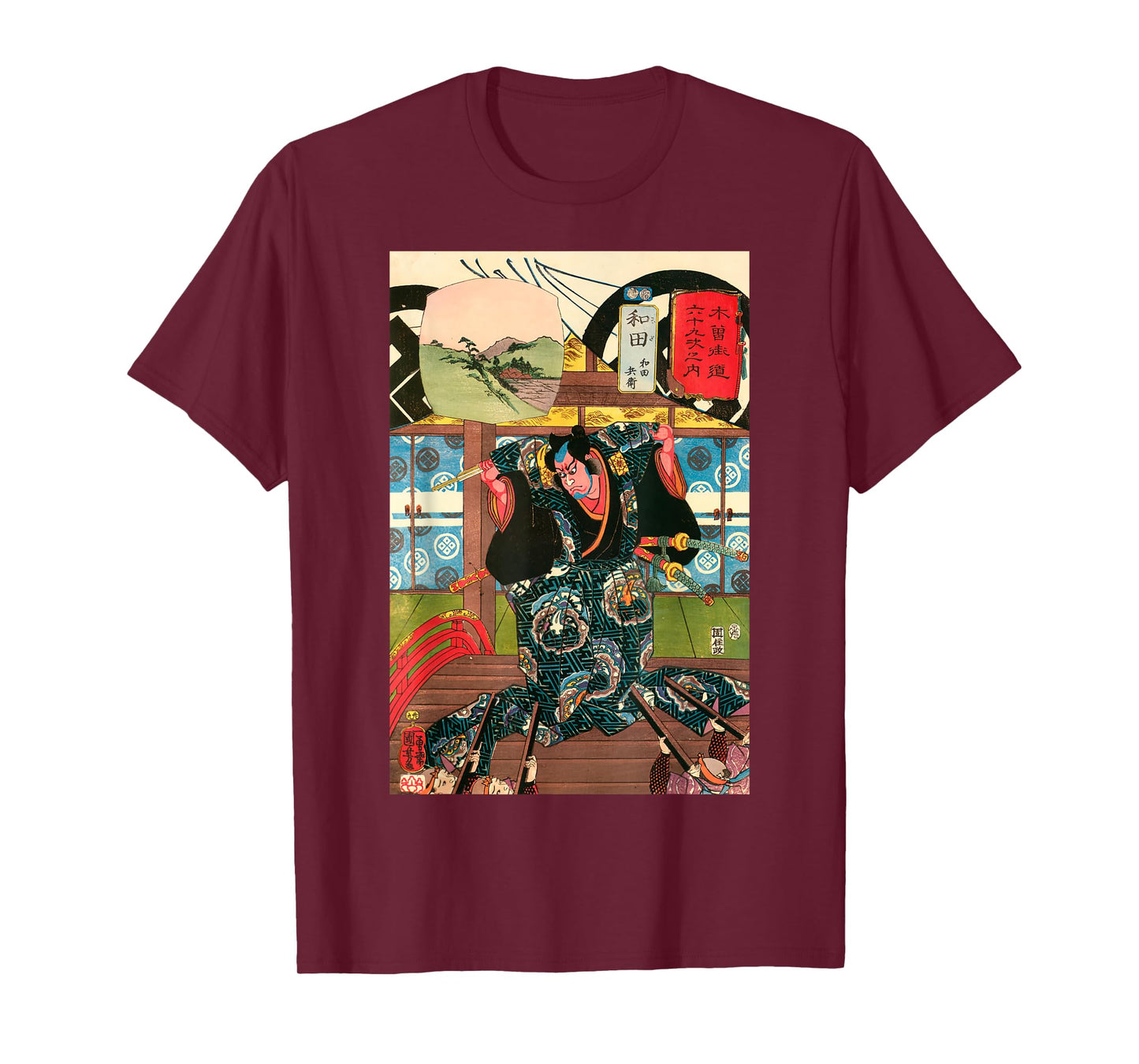Wabi & Sabi Unisex-Adult Japanese Art Samurai T-Shirt, Black, Small, Short Sleeve, Cotton, Unique Japanese Art Design