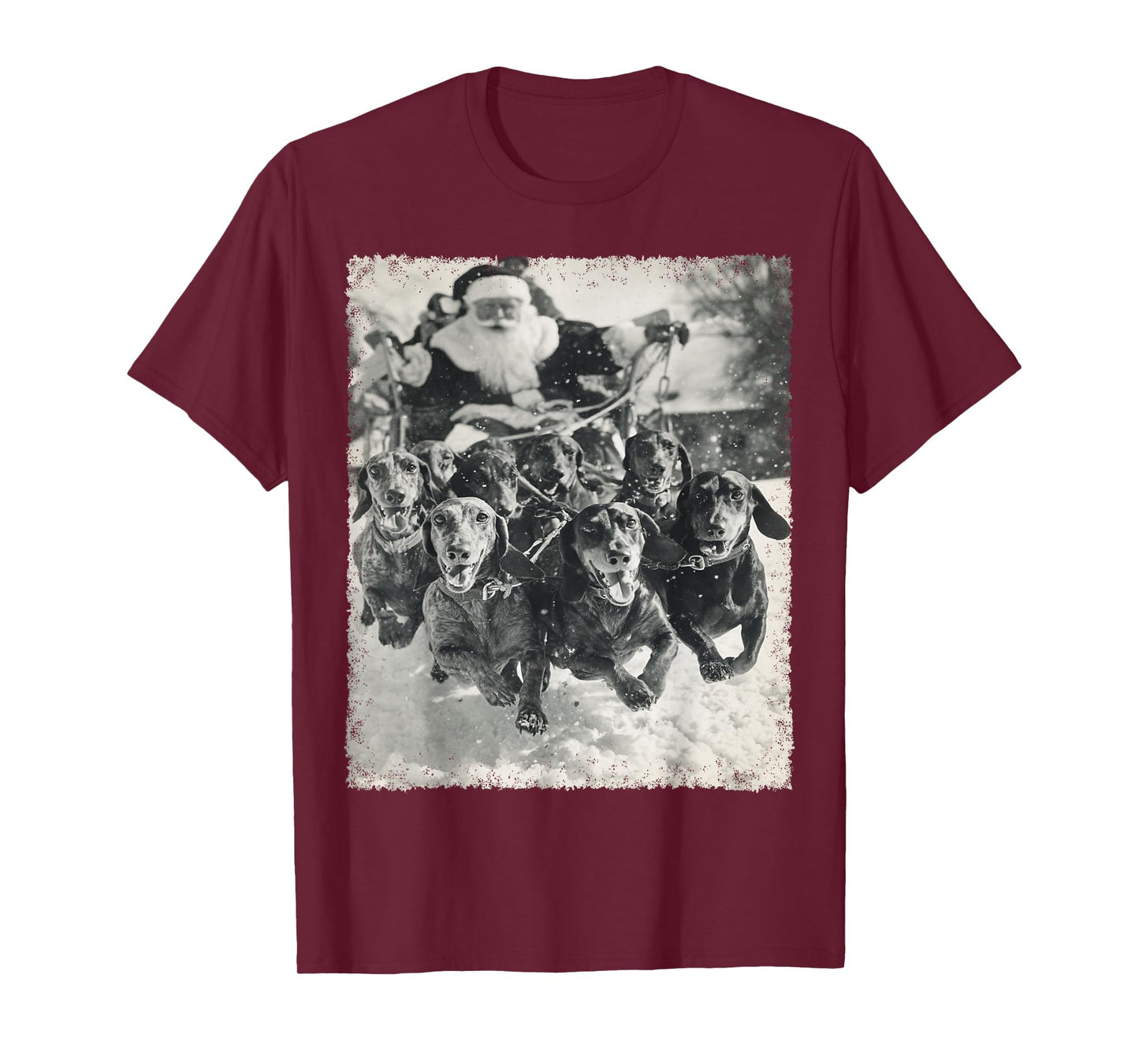 Funny Wiener Dog Dachshund Christmas Santa Sleigh T-Shirt