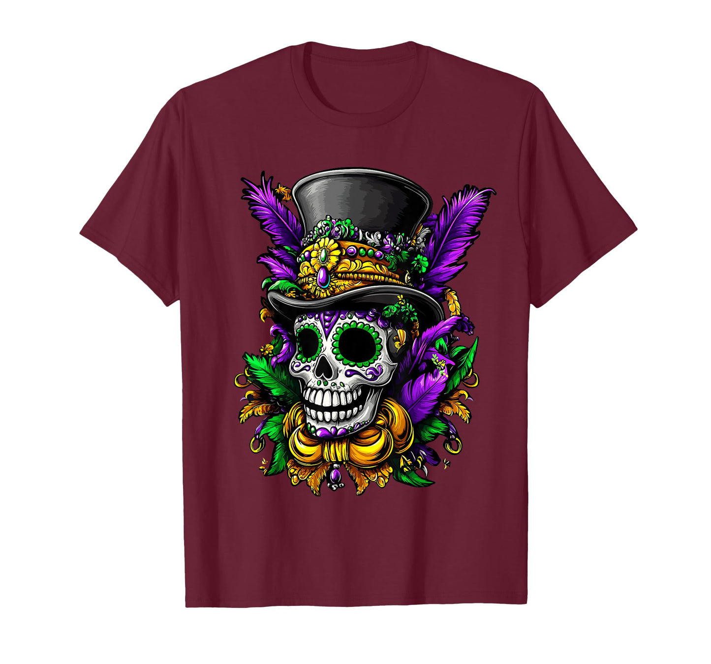 Colorful Sugar Skull With Top Hat Art T-Shirt