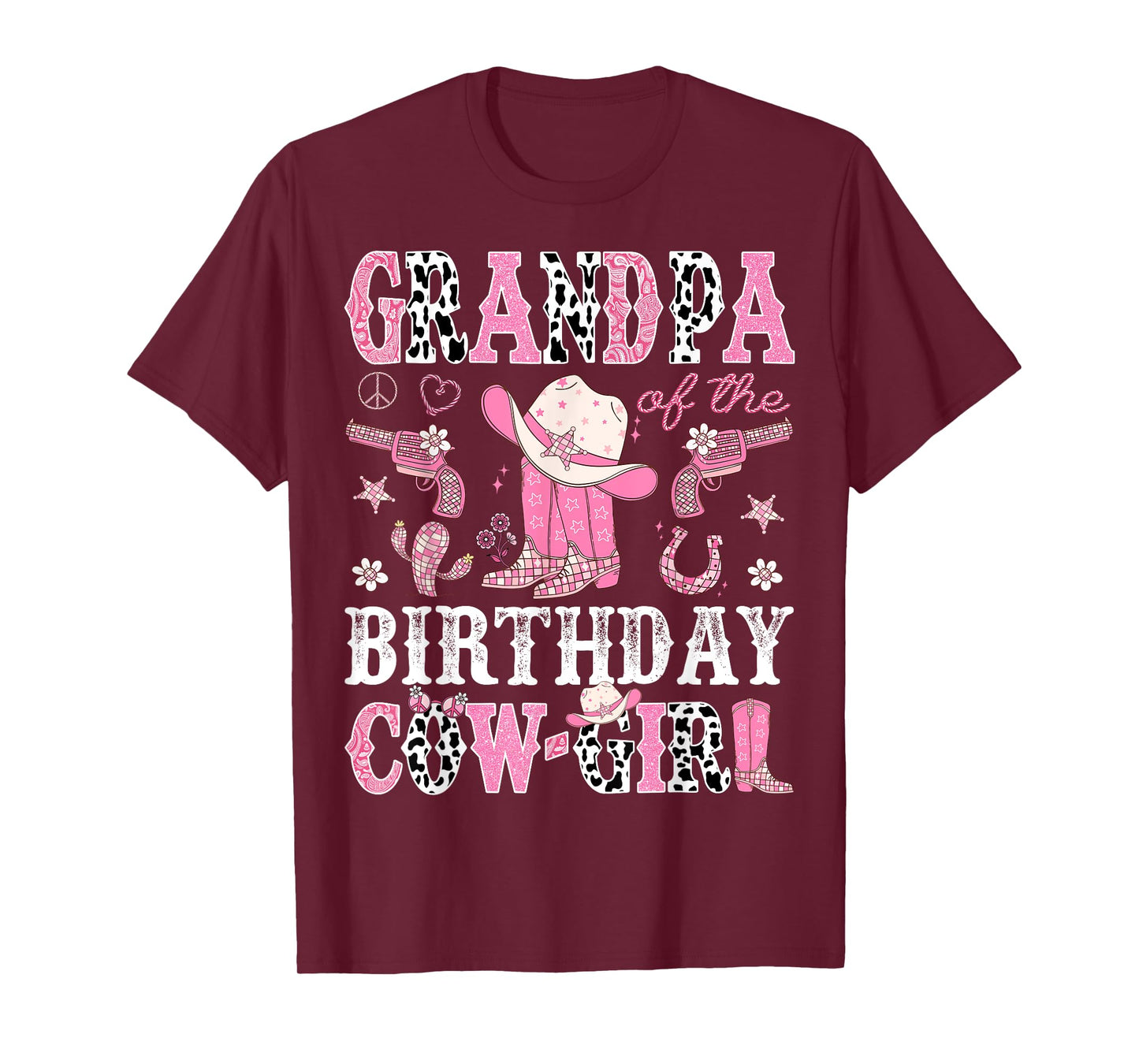 Grandpa Of The Birthday CowGirl Pink Disco Rodeo Western T-Shirt
