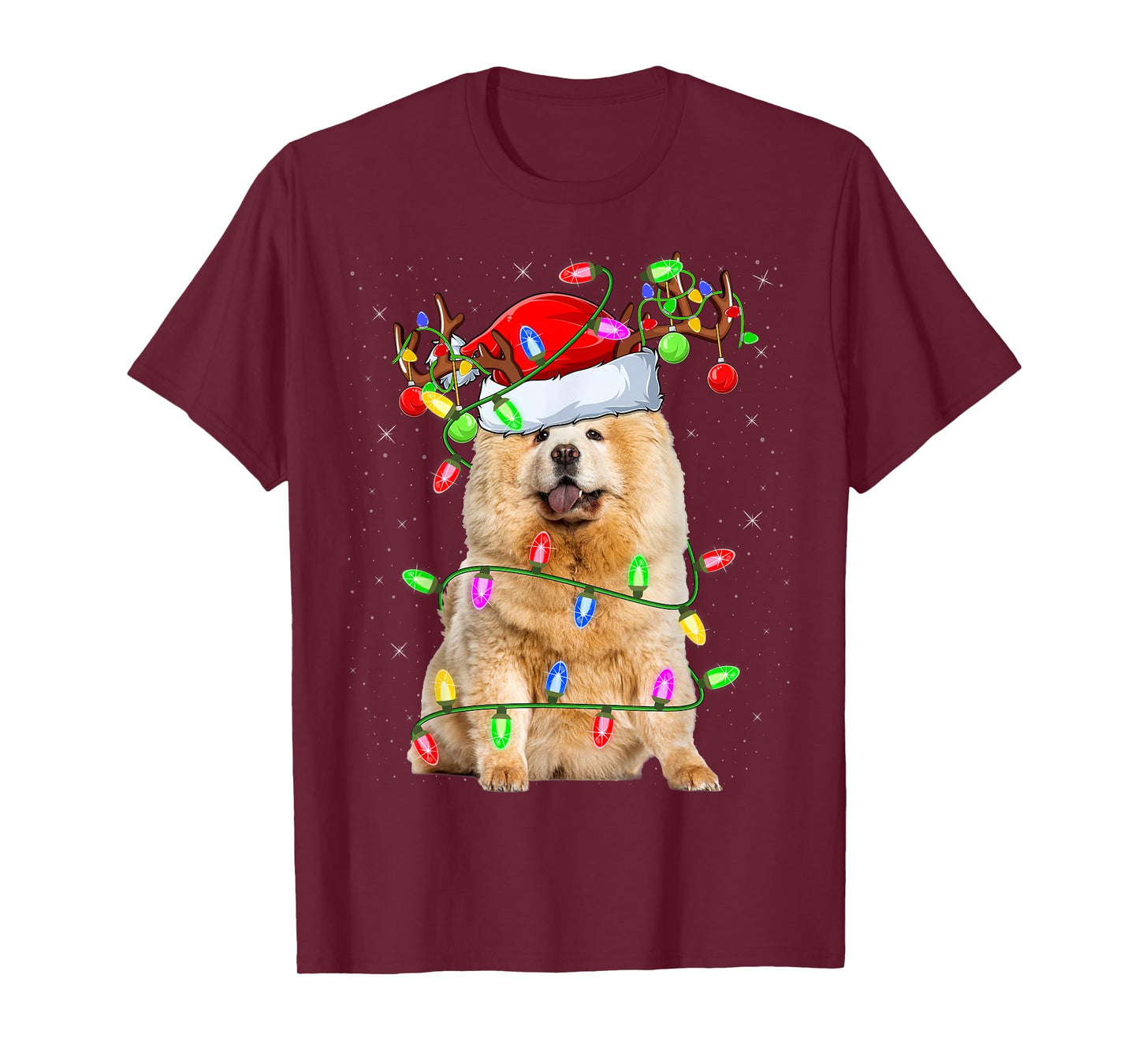 Chow Chow Dog Lover Xmas Lighting Santa Chow Chow Christmas T-Shirt