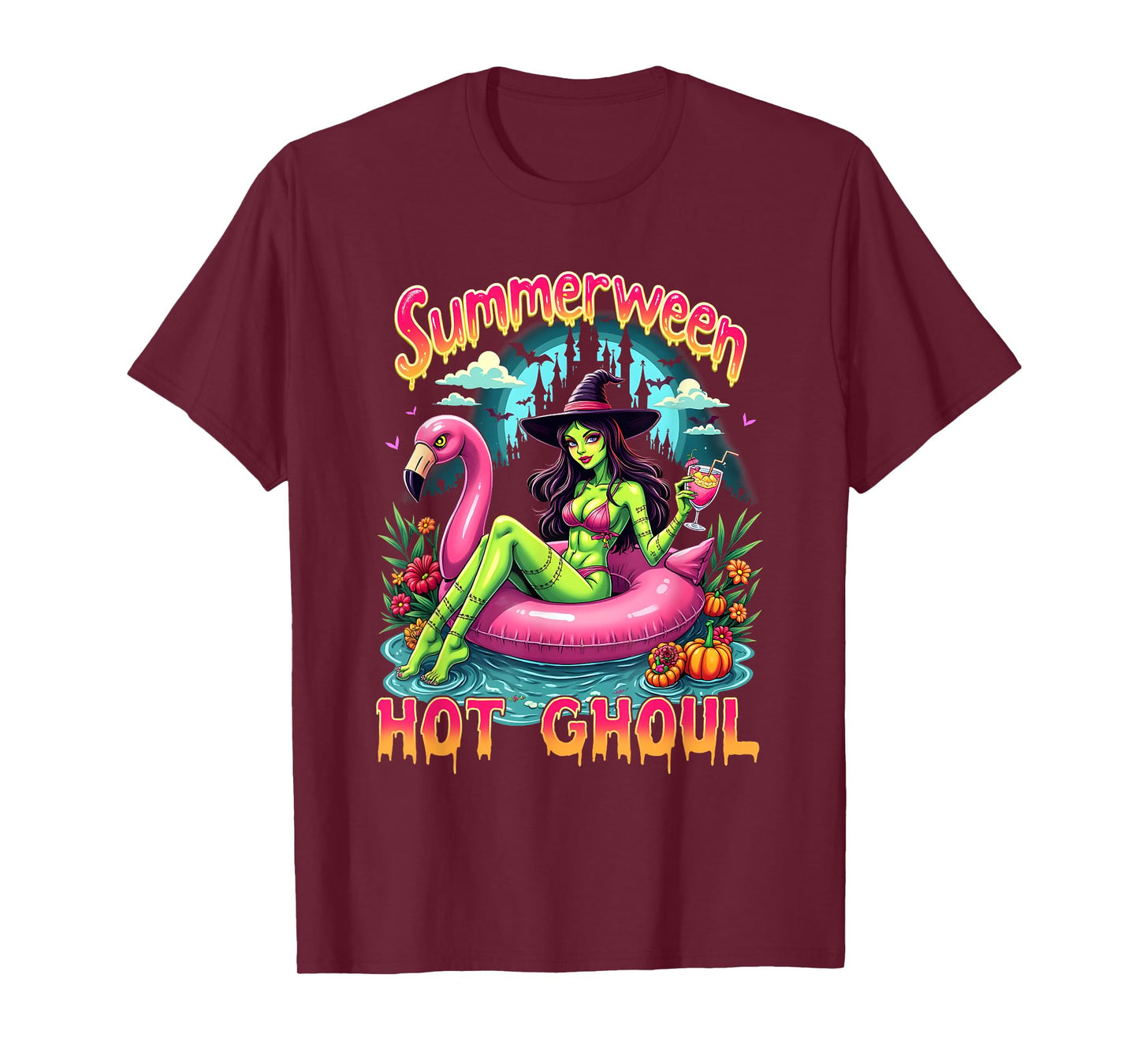 Summerween Witch Vibes Vacation Halloween Funny Party Group T-Shirt