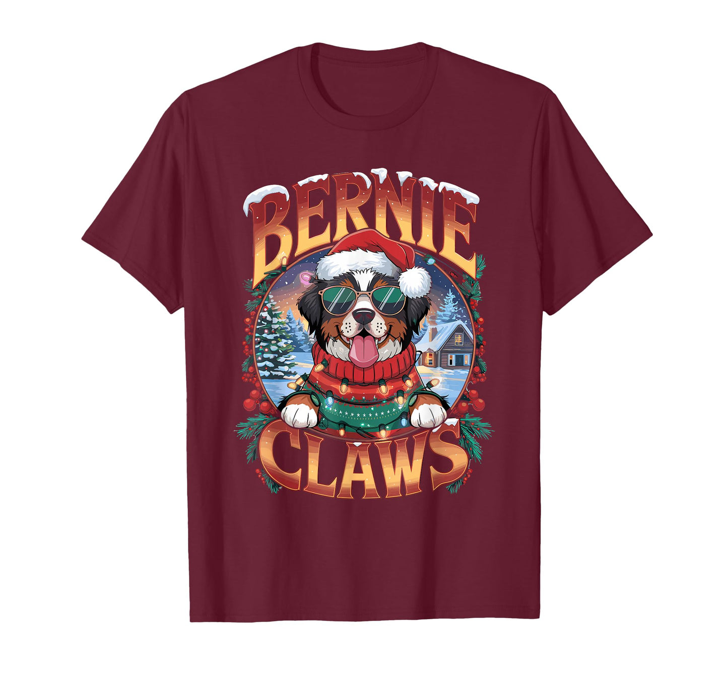 Bernese Mountain Dog Owner Costume Bernie Claws Christmas T-Shirt