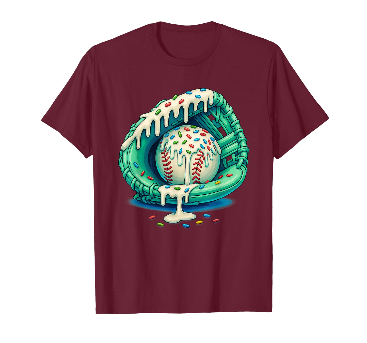 Baseball Drip Ice Cream Sprinkles Mint Baseball Glove T-Shirt