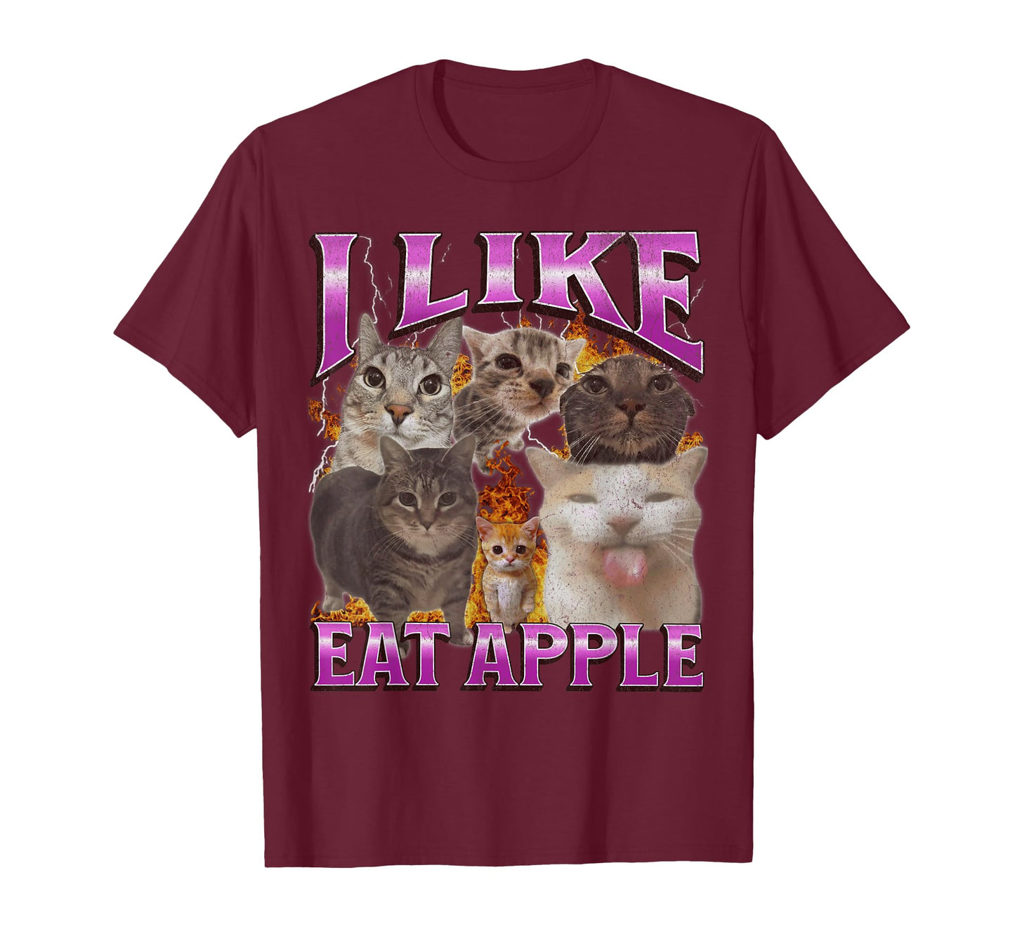 I Like Eat Apple Funny Cat Meme Bootleg Graphic T-Shirt for Men Women