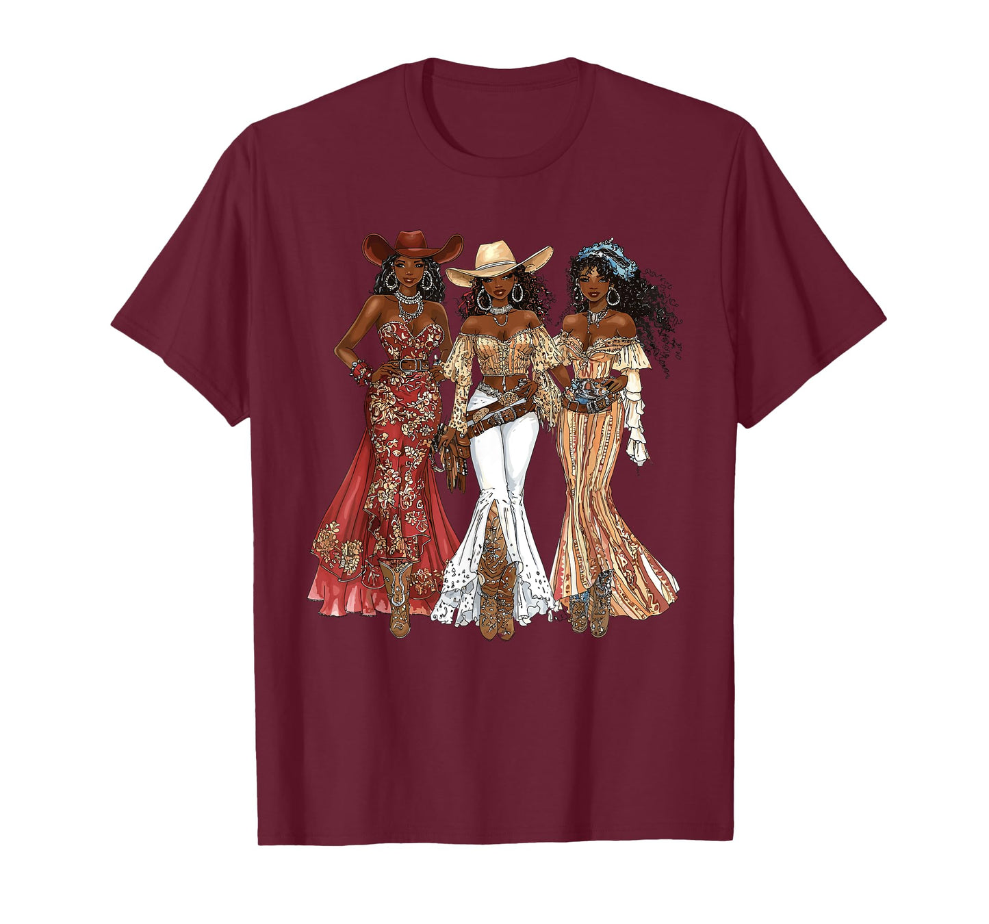Black African American Cowgirl Western Country Texas Rodeo T-Shirt