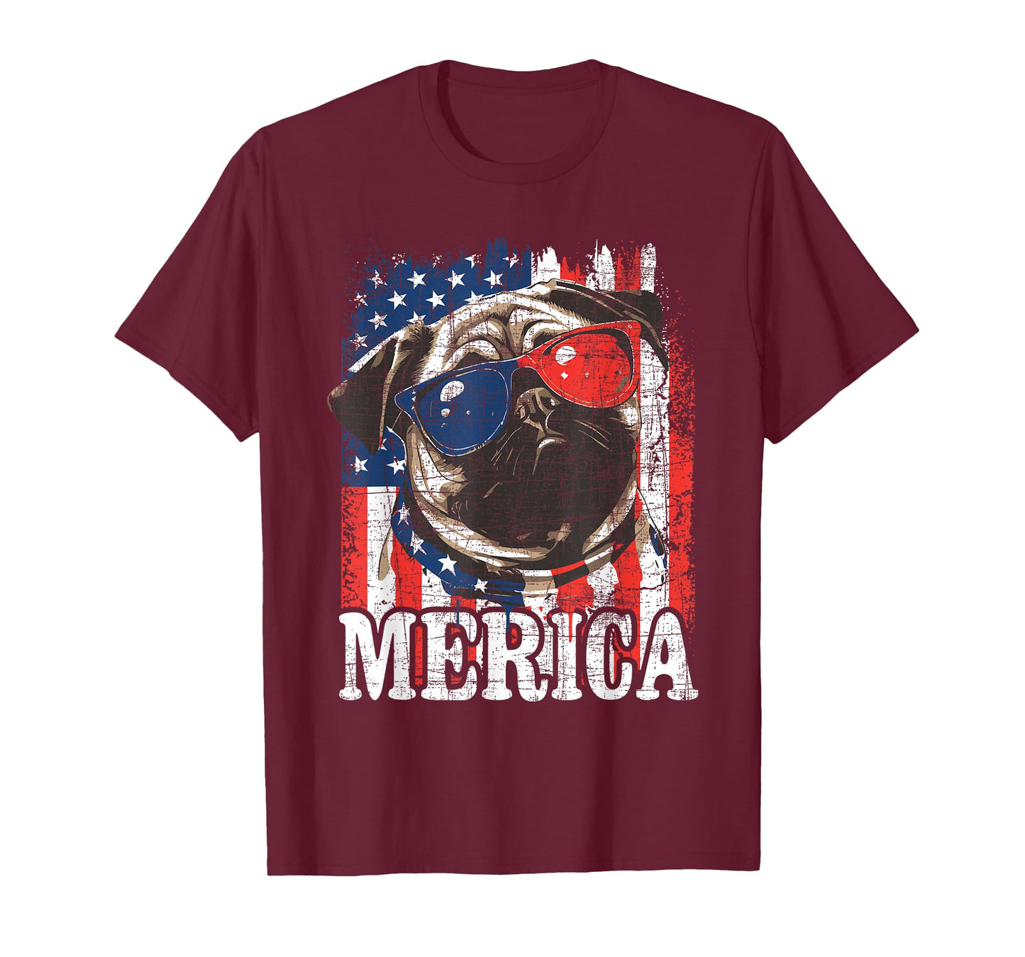 Merica - USA Flag Patriotic Pug Dog Owner Puppy Pet Trainer T-Shirt