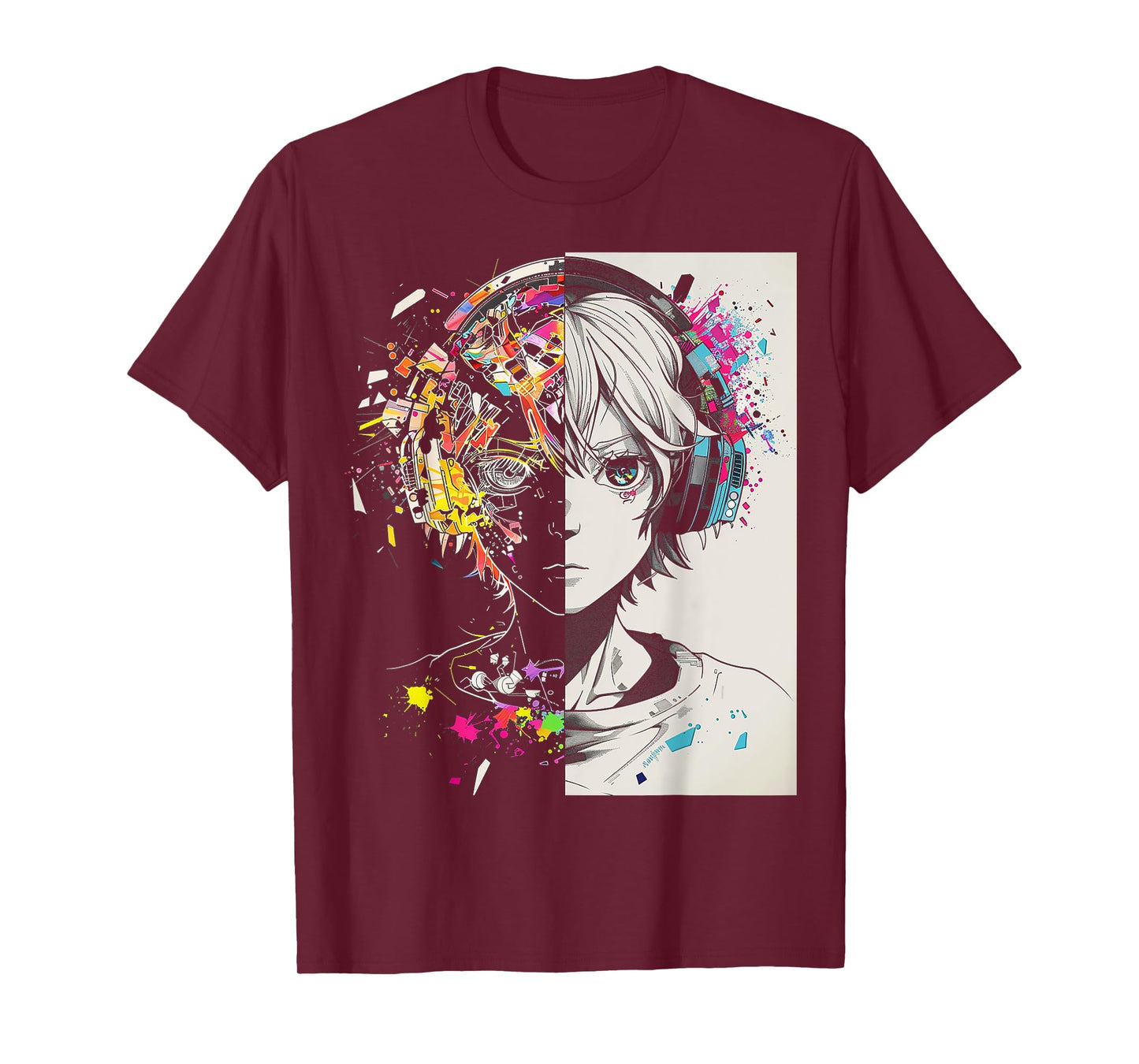 Anime Manga Motif Headphone Artwork Anime T-Shirt