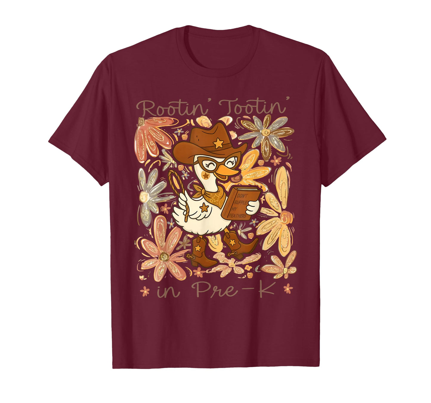 Floral Rootin' Tootin' Pre-K Teacher Cowgirl Goose Western T-Shirt
