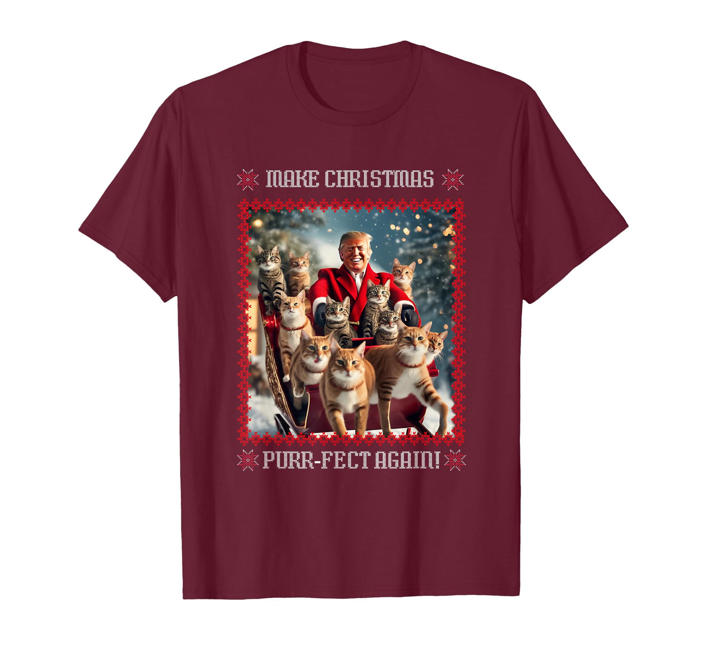 Make Christmas Purr-fect Again Funny Trump Christmas T-Shirt