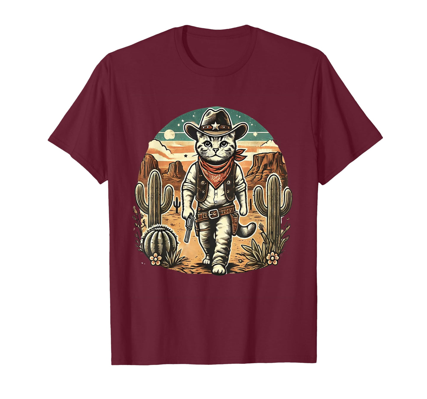 Meowdy Cat Funny Texas Cat Vintage Country Music Cat Cowboy T-Shirt