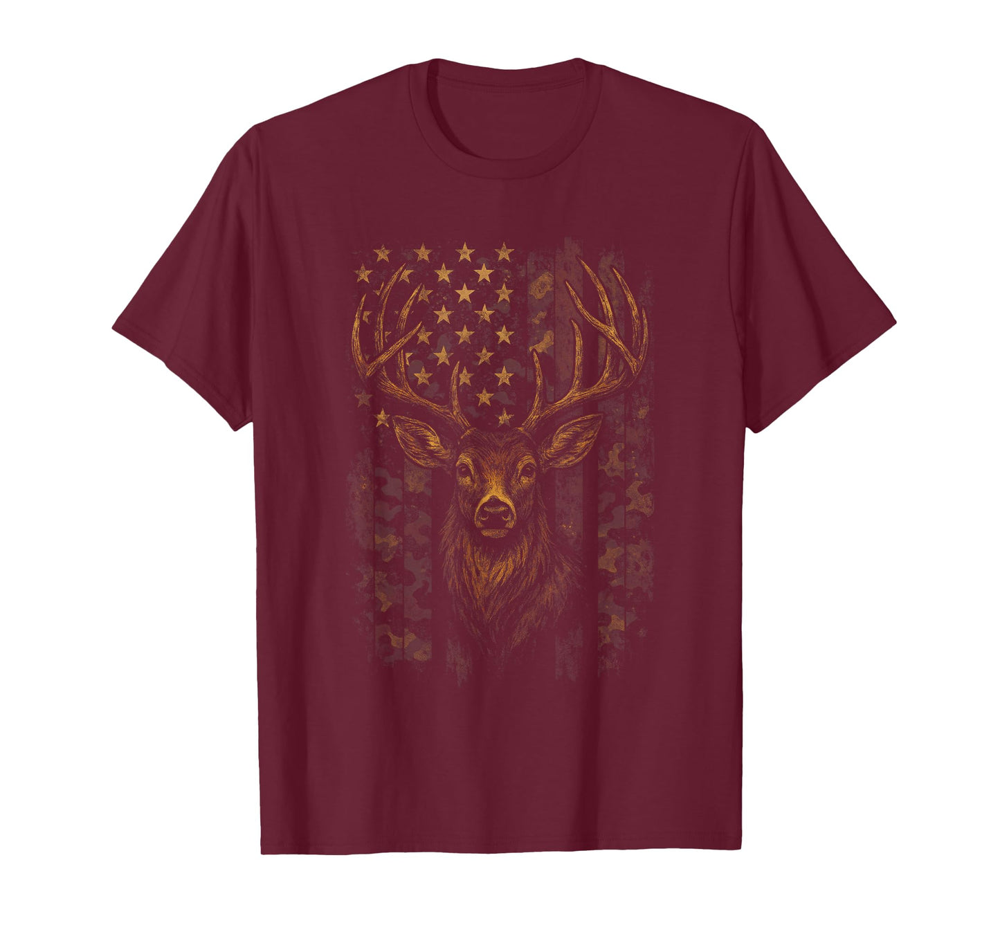 American Flag Deer - Camo Patriotic Hunting Art T-Shirt