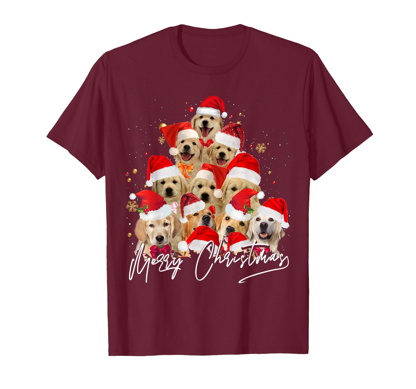 Golden Retriever Santa Hat Xmas Dogs Merry Christmas Graphic T-Shirt
