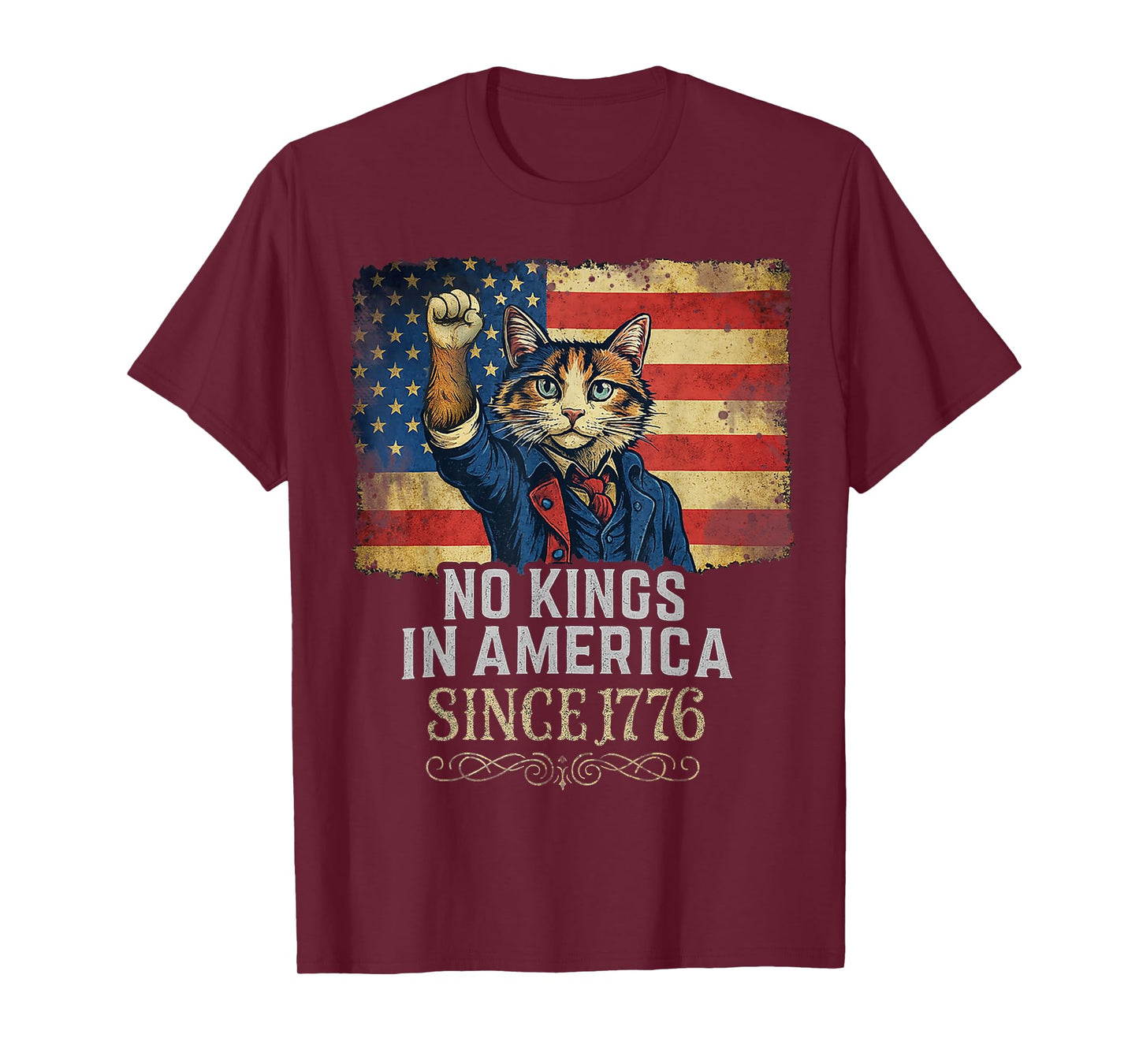 No Kings in America 1776 Revolutionary Cat T-Shirt