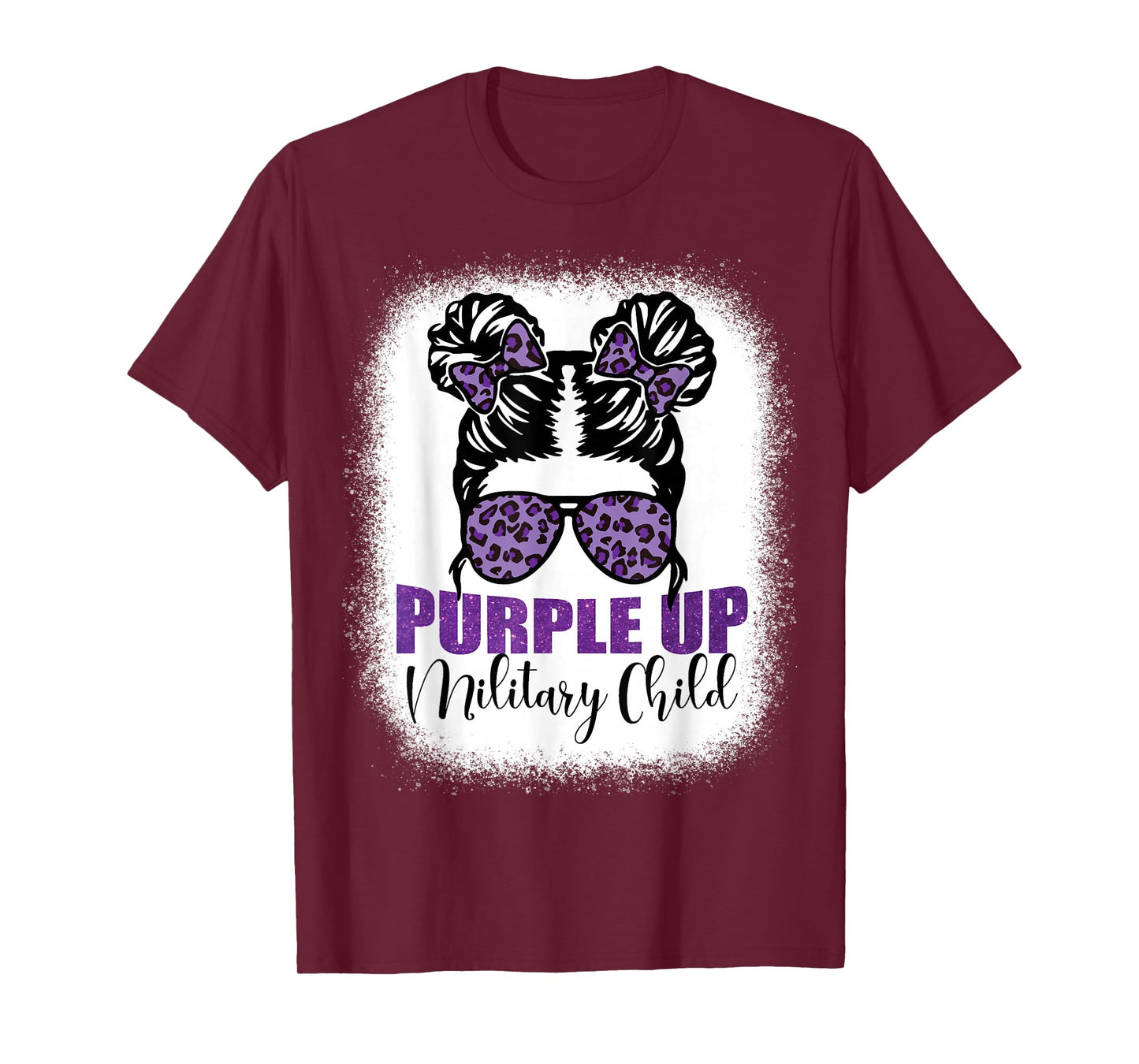 Purple up for military kids Messy bun Military child Month T-Shirt