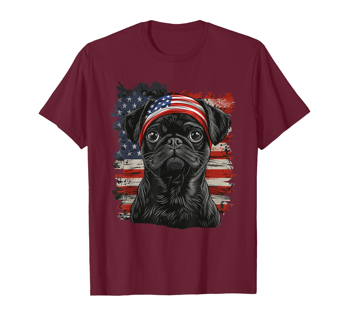 Pug Dog Patriotic 4th Of July USA American Flag T-Shirt