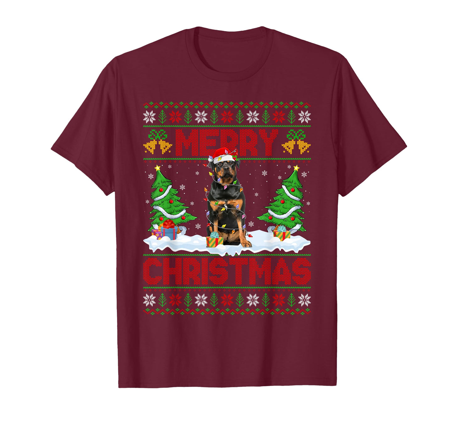 Rottweiler Ugly Xmas Sweater Funny Pet Dog Lover Christmas T-Shirt