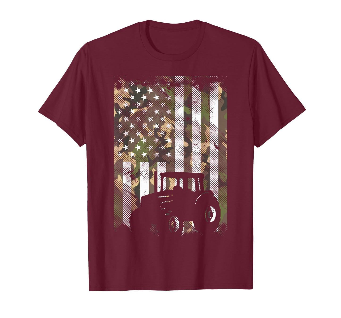 Camo Flag Tractor Vintage Farm Truck Patriotic Farmer Gift T-Shirt
