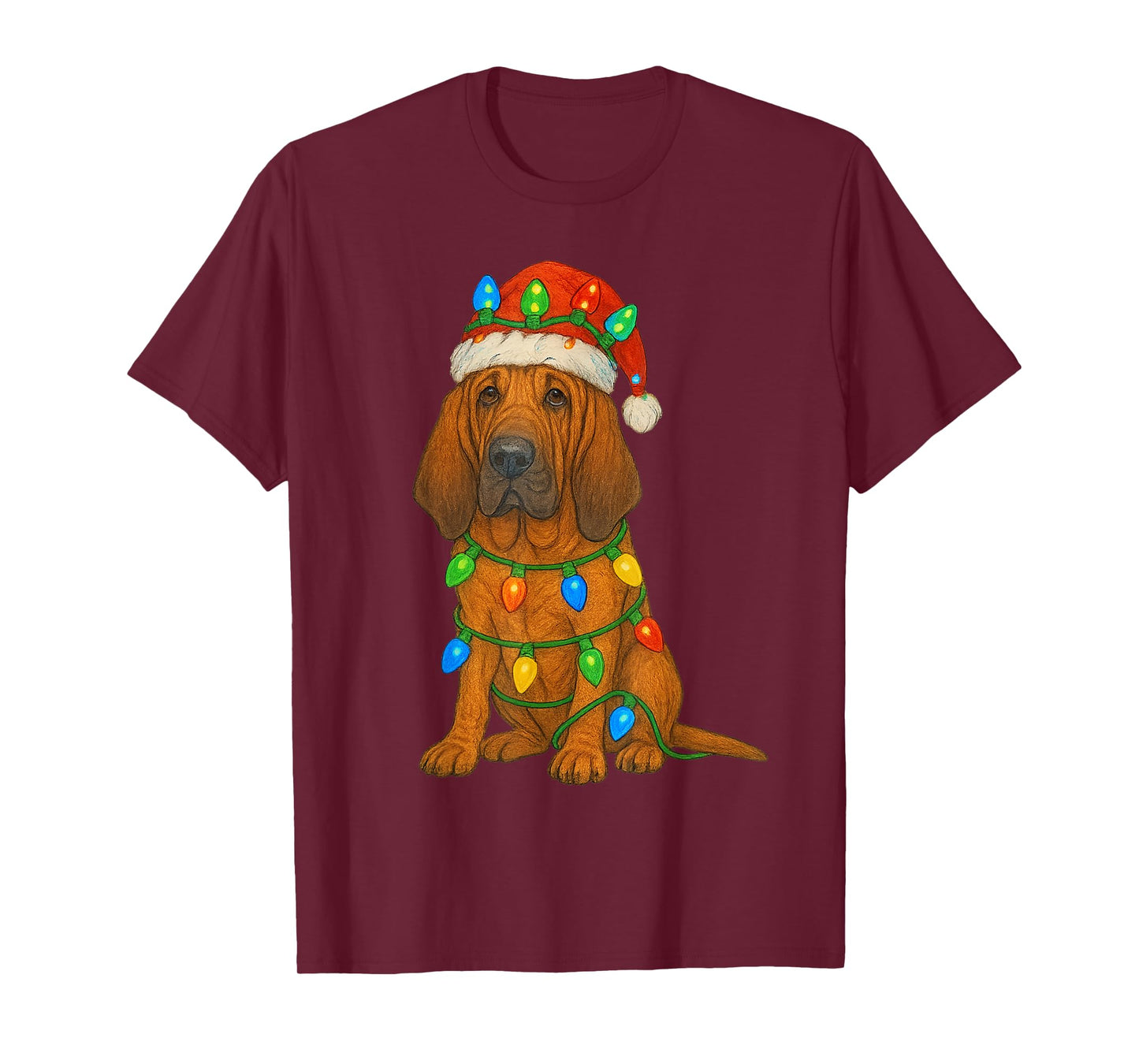 Bloodhound Christmas Lights Dog Lover Xmas Pajama T-Shirt