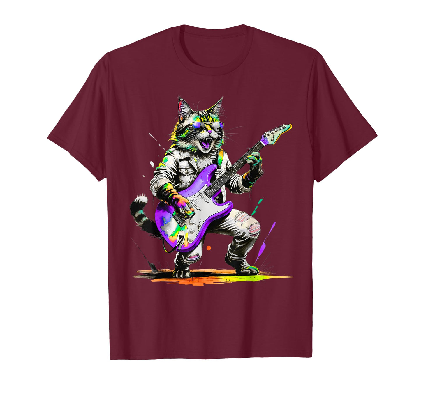 Pawsome Funny Cat Playing Guitar Rock and Roll Men Women Kid T-Shirt