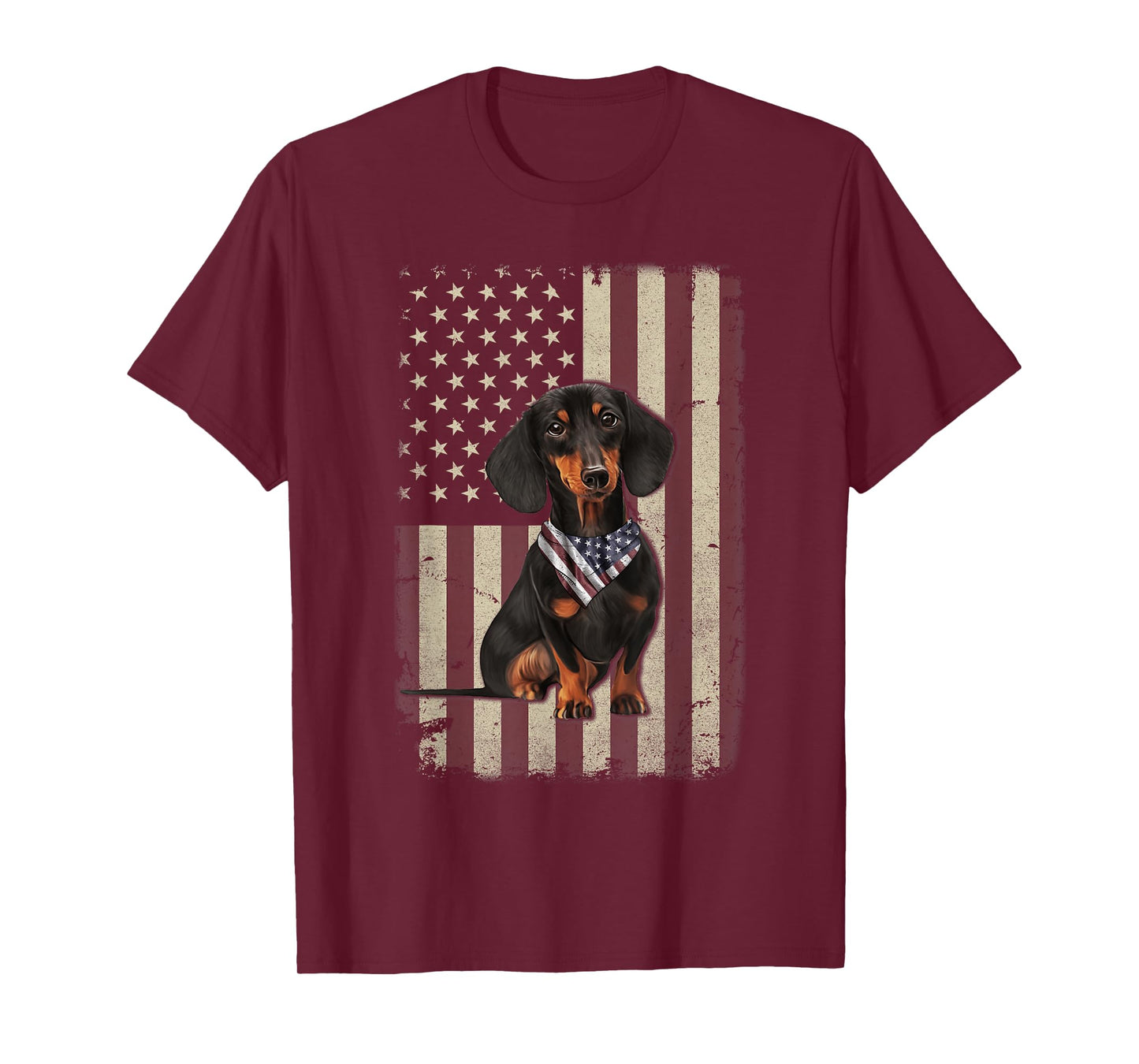 Dachshund American Flag Bandana 4th of July Tshirt Gifts T-Shirt