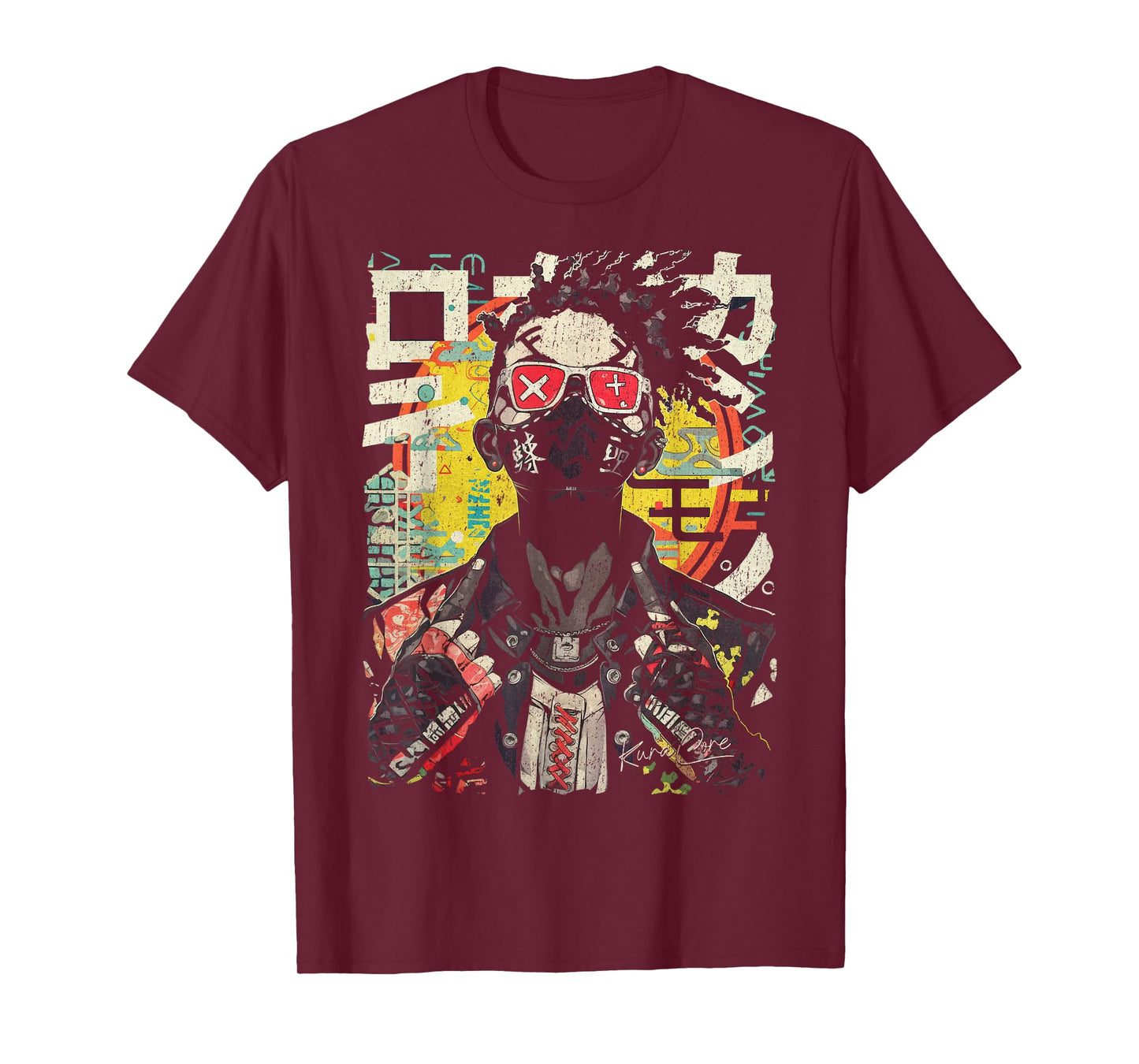Japanese Streetwear Afro Cyberpunk Y2K Techwear Manga Anime T-Shirt
