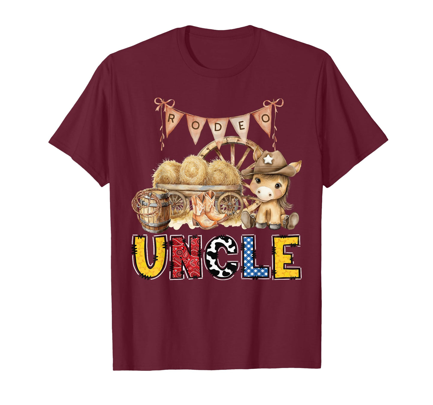 Rodeo Uncle Western Cowboy Birthday Family Matching T-Shirt