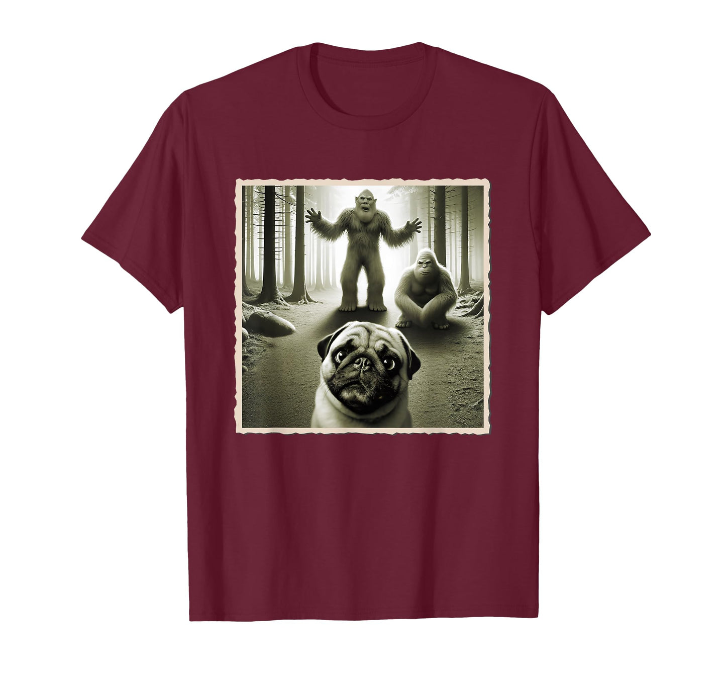 Pug Selfie With Bigfoot | Dog & Funny Pug T-Shirt