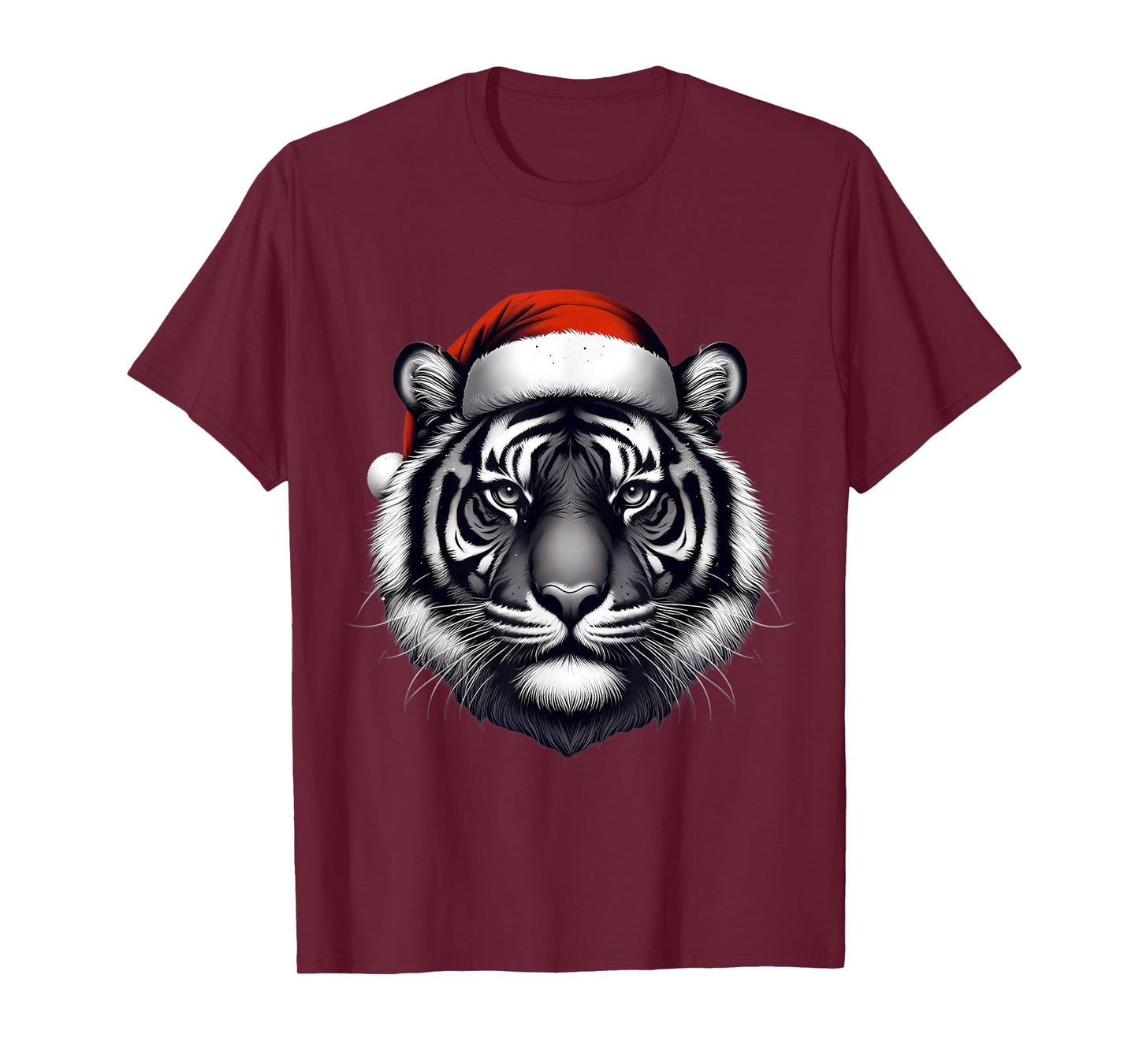 Tiger With Santa Hat Christmas Xmas Lover Zoo Keeper Safari T-Shirt