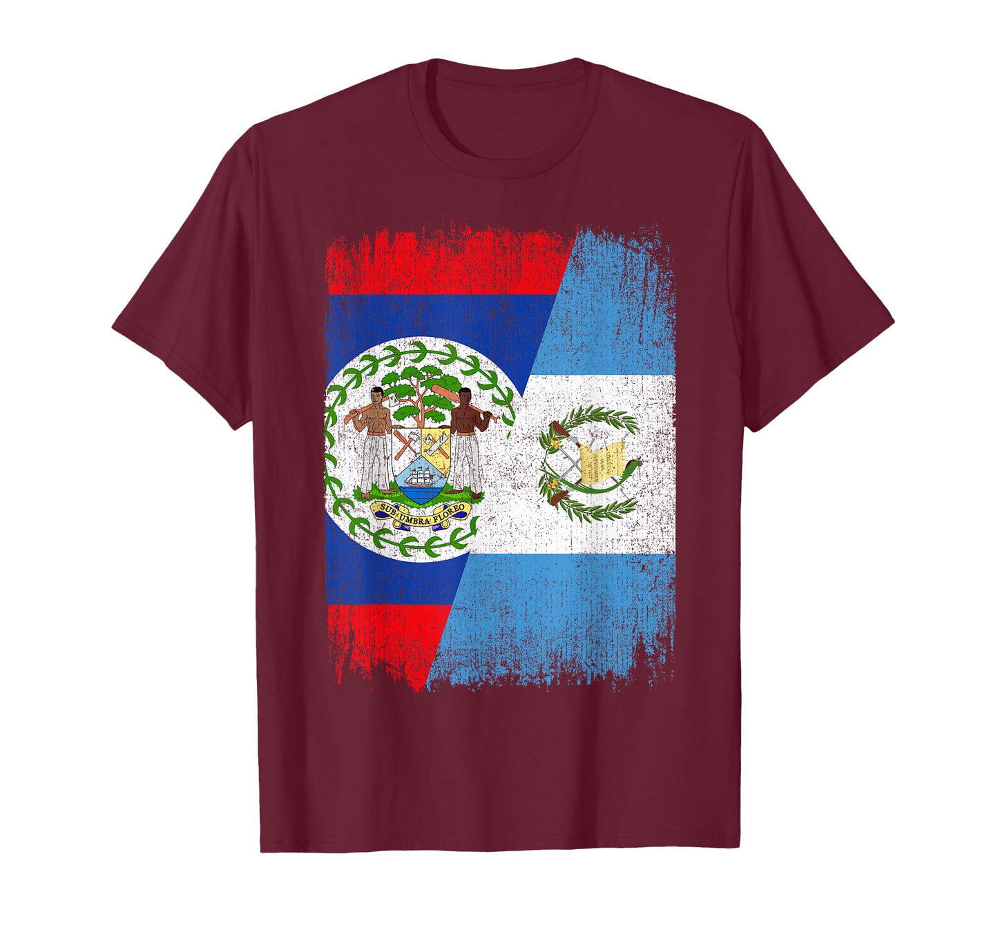Half Belize Guatemala Flag Belizean Guatemalan Roots T-Shirt