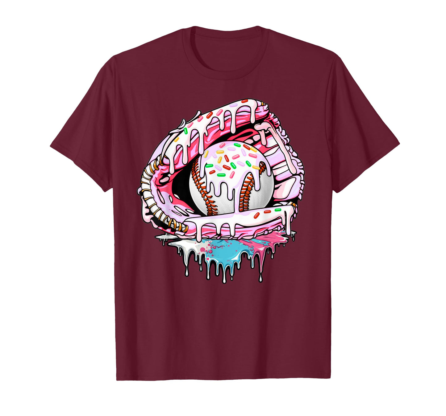 Baseball Ice Cream Drip Sprinkles Softball Glove T-Shirt