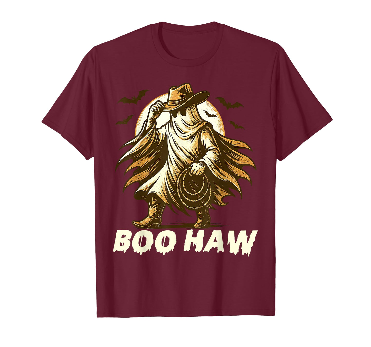 Boo Haw Ghost Cowboy Western Halloween Rodeo Ghost Western T-Shirt