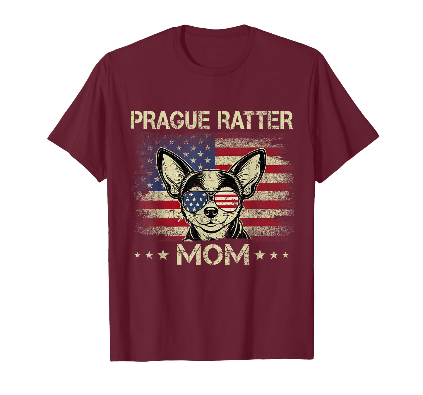 Prague Ratter Mom Dog Vintage American Flag 4th Of July T-Shirt