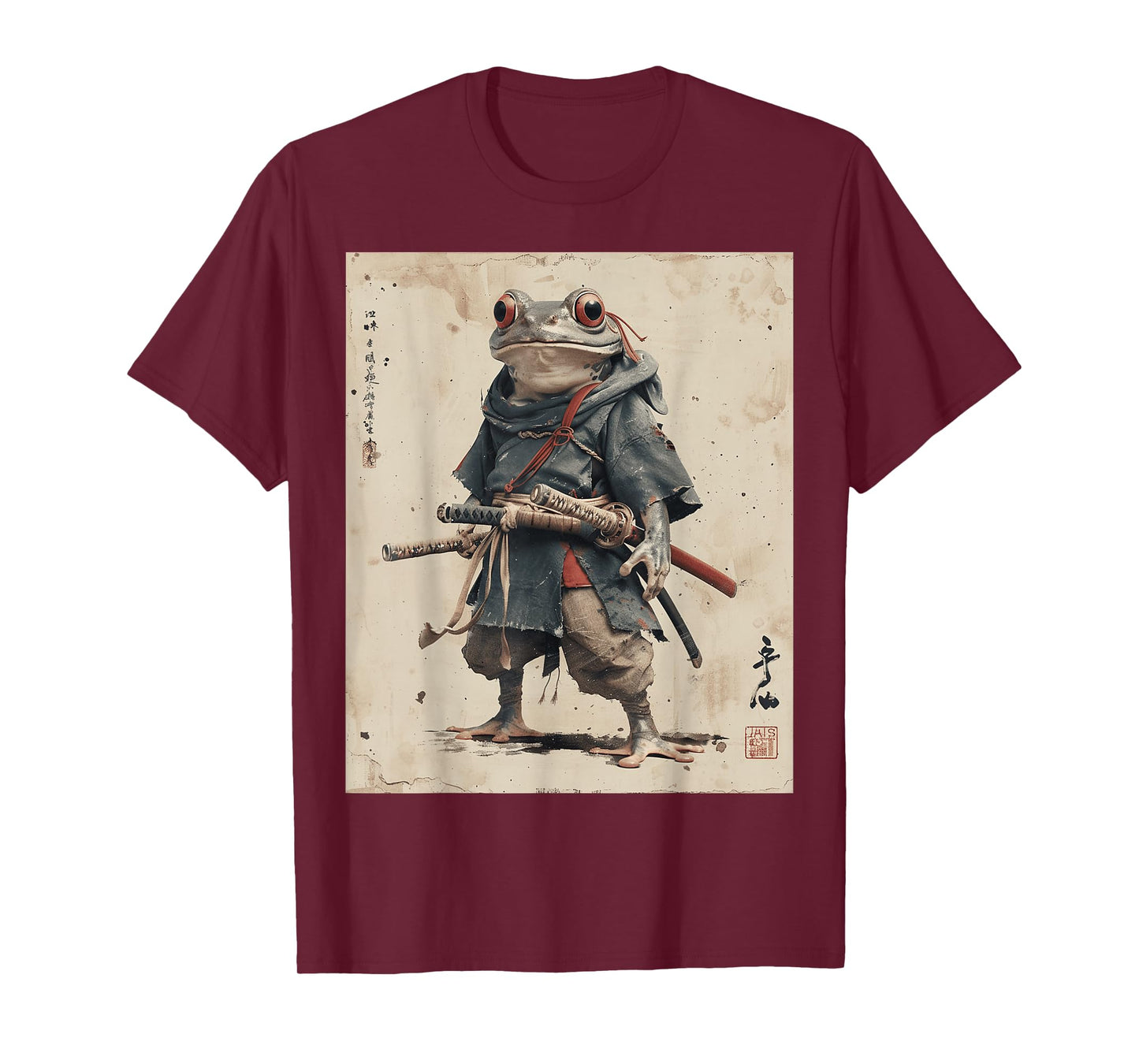 Samurai Frog Warrior Japanese Ukiyo-e Art Vintage Aesthetic T-Shirt