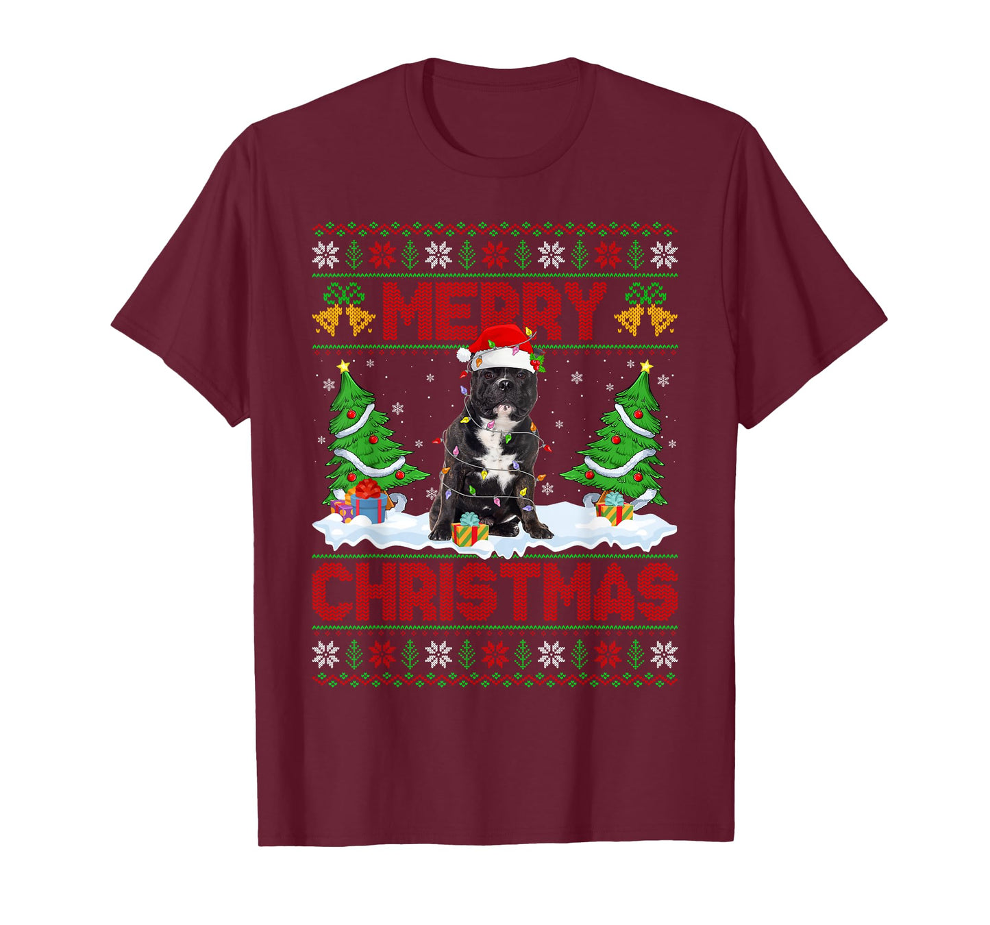Pitbull Dog Ugly Xmas Sweater Funny Pet Dog Lover Christmas T-Shirt