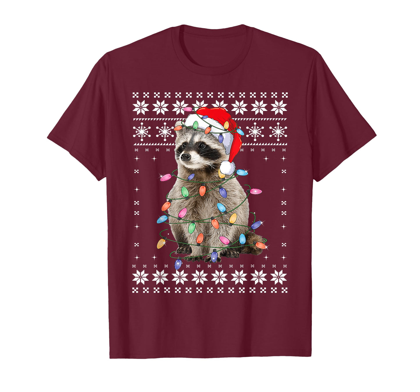 Raccoon Santa Trash Panda Christmas Ugly Sweater Pajamas T-Shirt