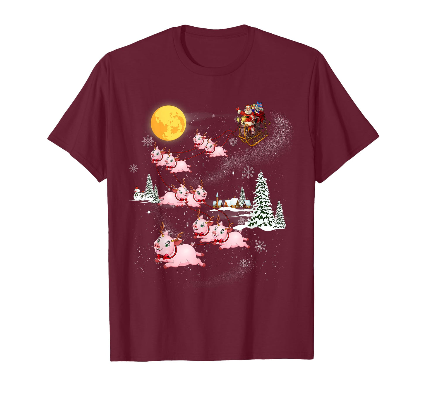 Funny Santa Riding Pig Ugly Christmas Pajama Family Matching T-Shirt