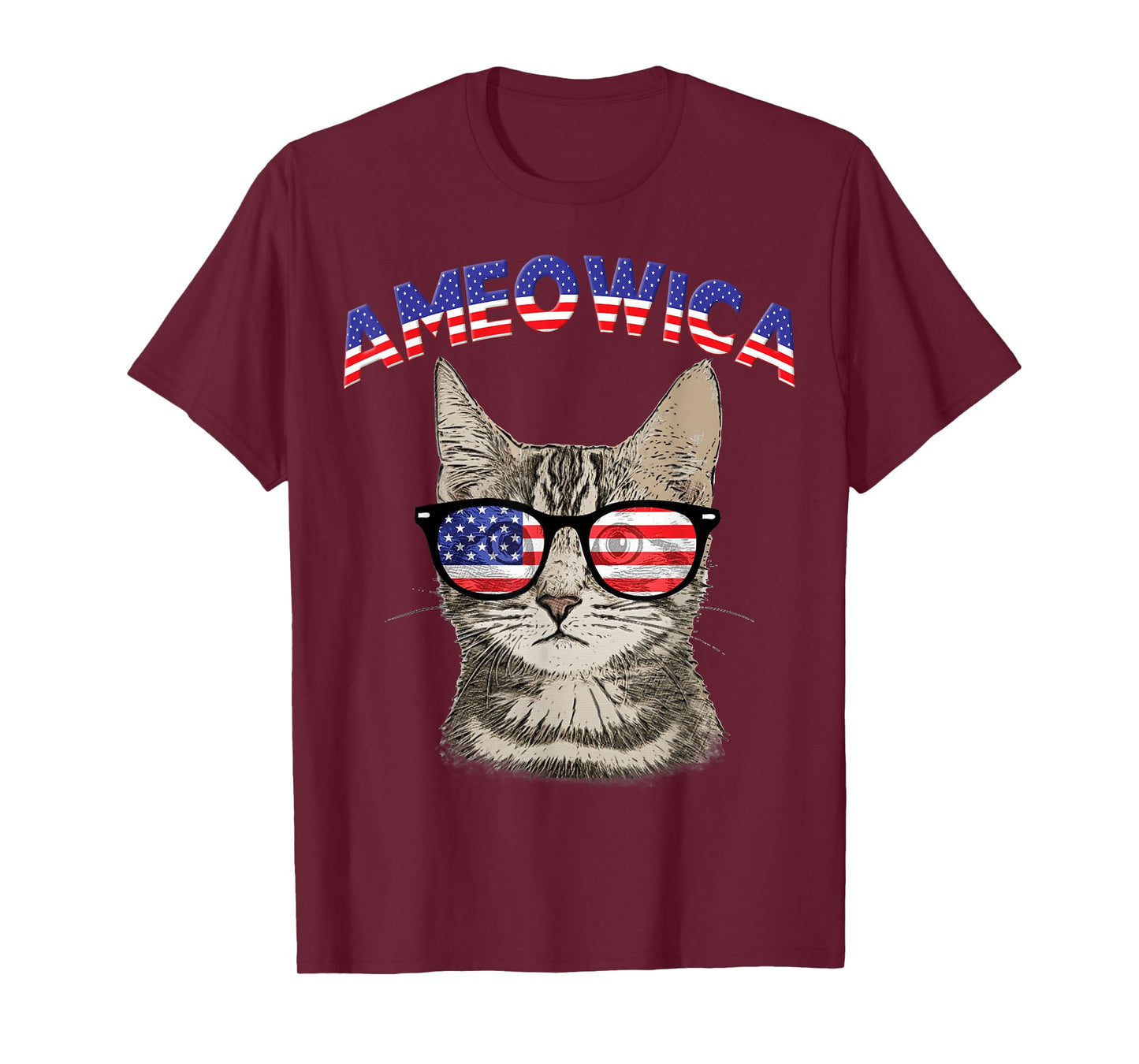 Ameowica USA Cat Kitten Patriotic Sunglasses Funny T-Shirt